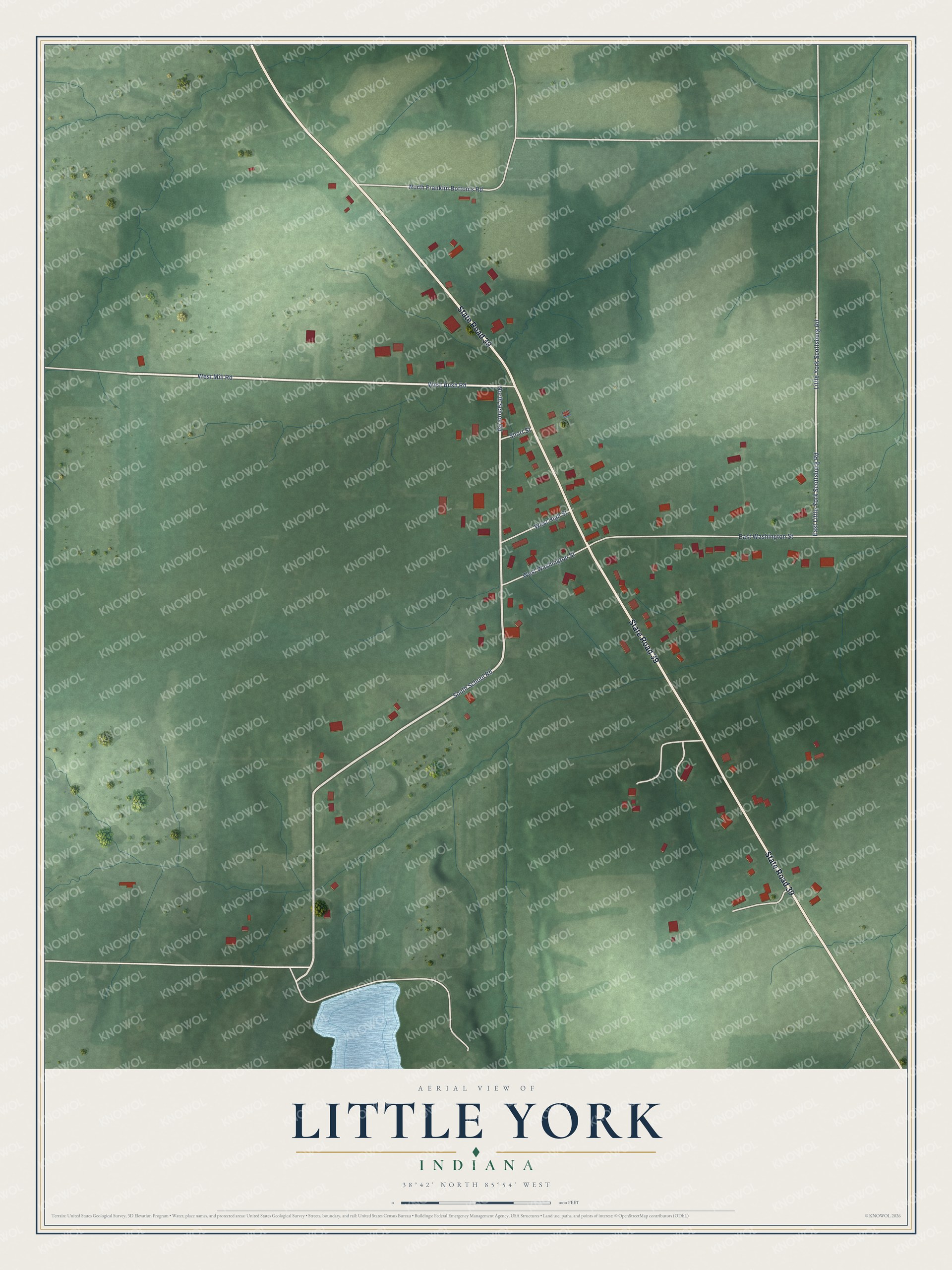 Watermarked full-map preview of Little York, Indiana