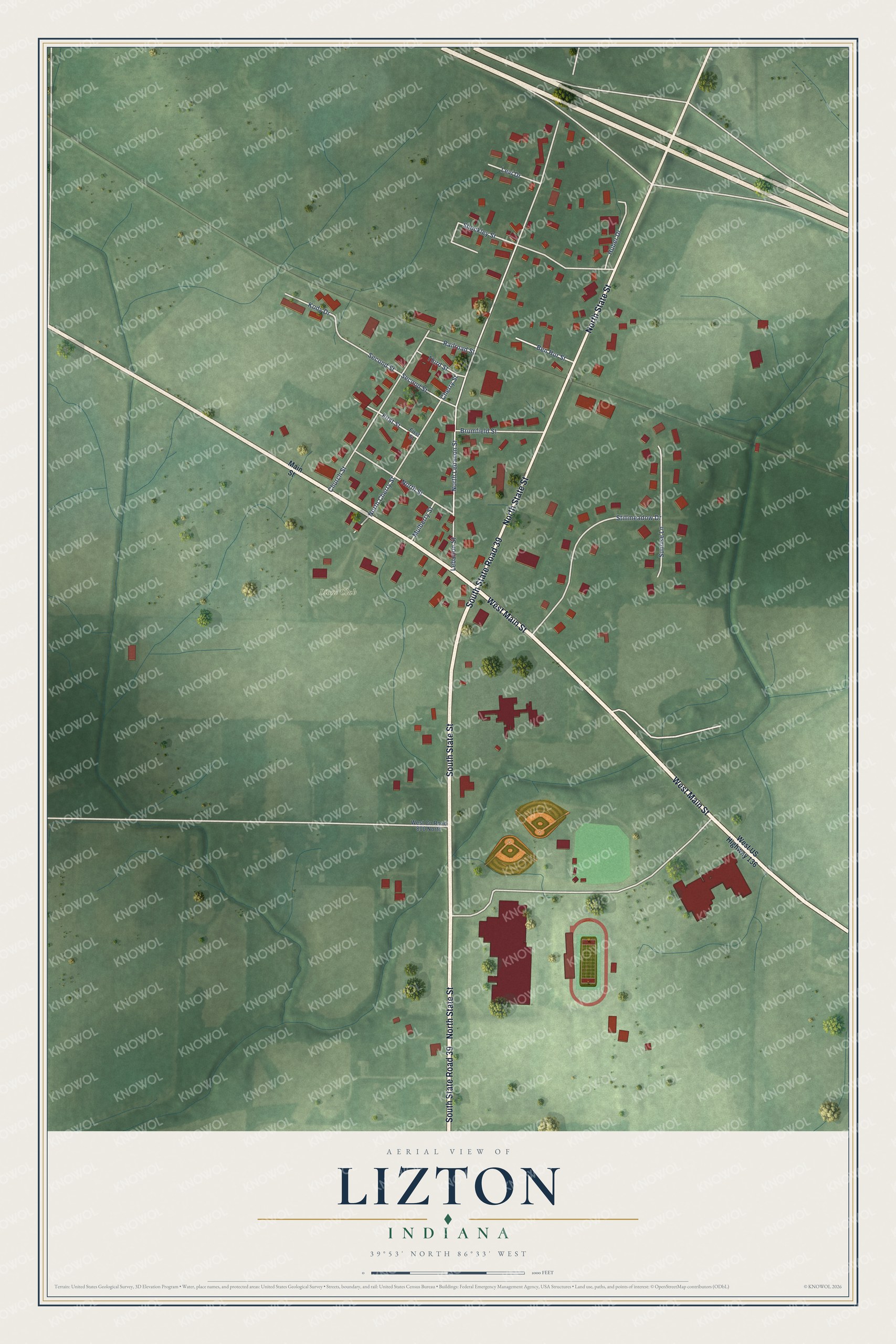 Watermarked full-map preview of Lizton, Indiana