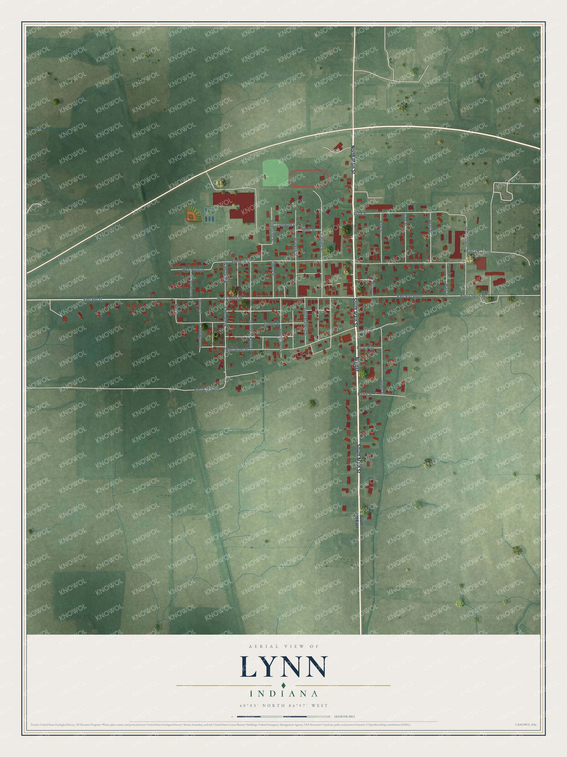 Watermarked full-map preview of Lynn, Indiana