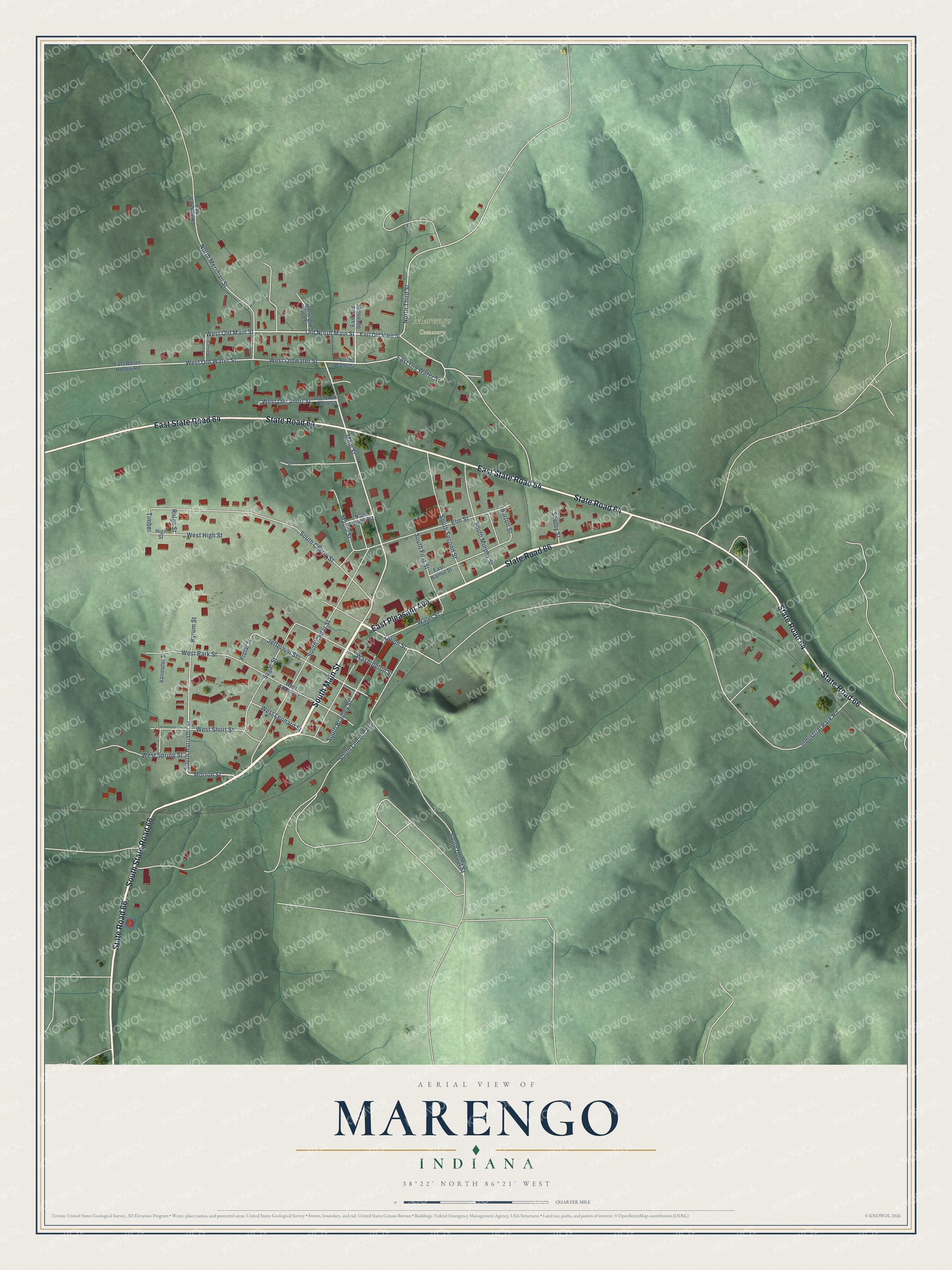 Watermarked full-map preview of Marengo, Indiana