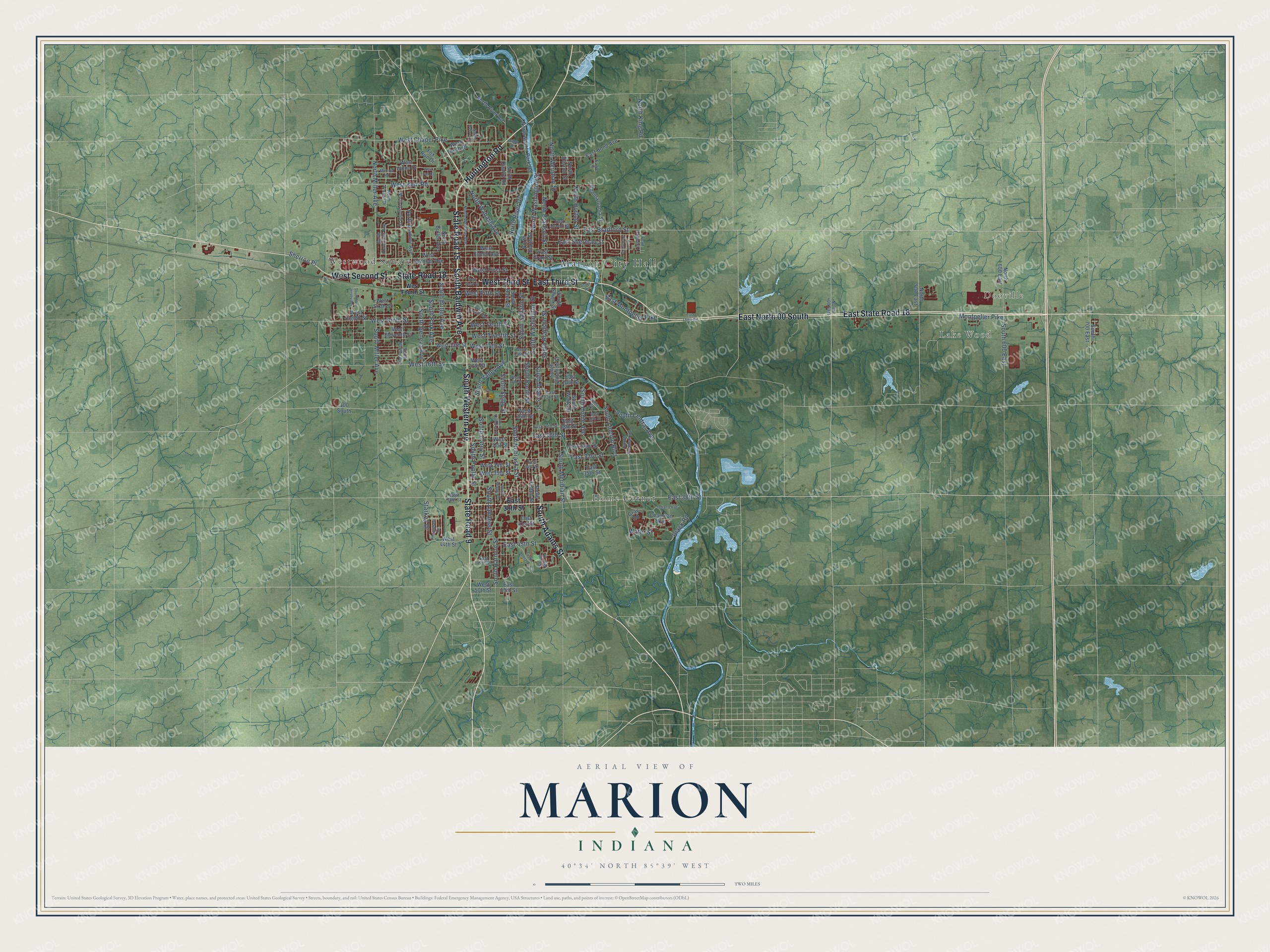 Watermarked full-map preview of Marion, Indiana