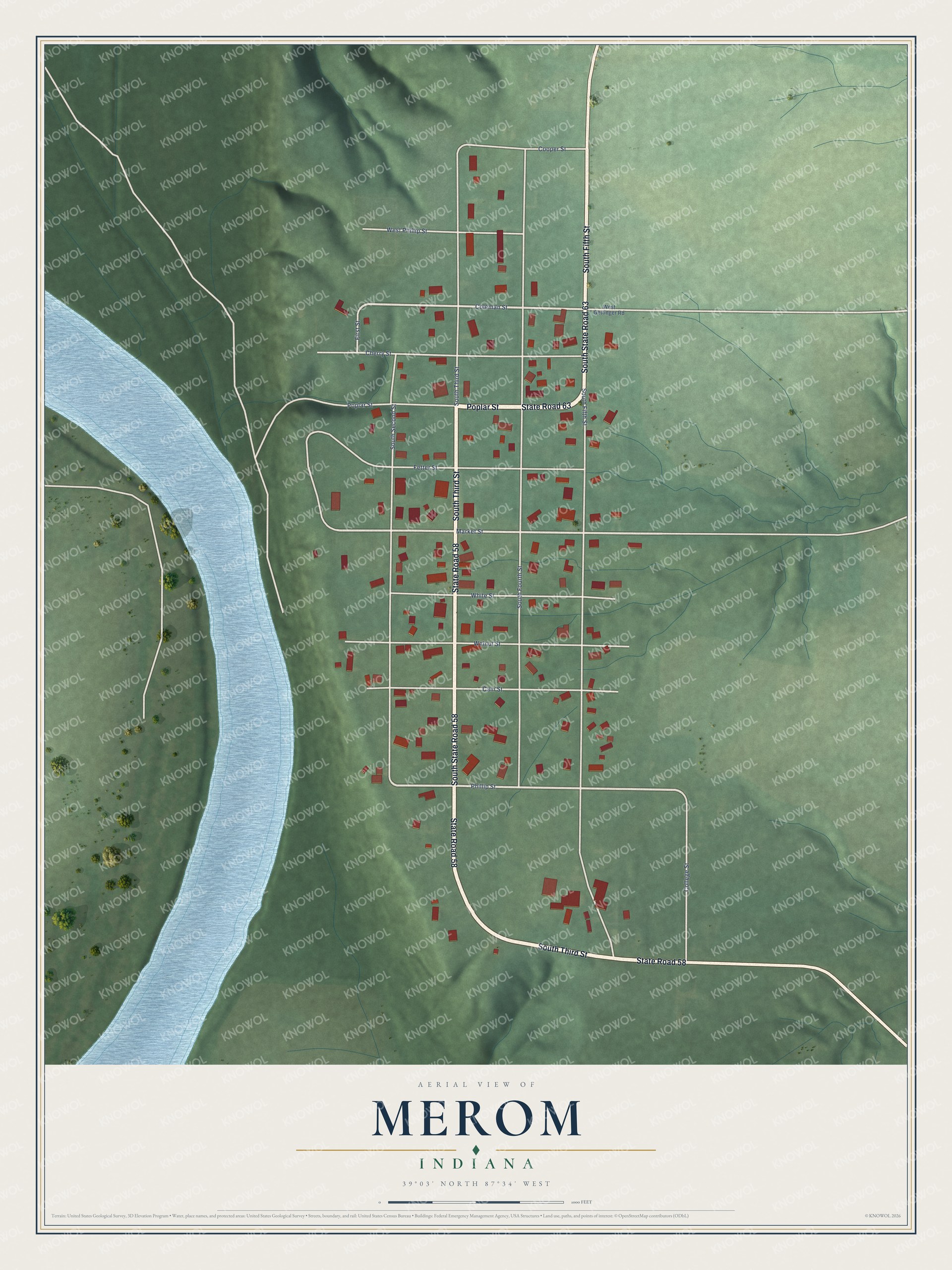 Watermarked full-map preview of Merom, Indiana