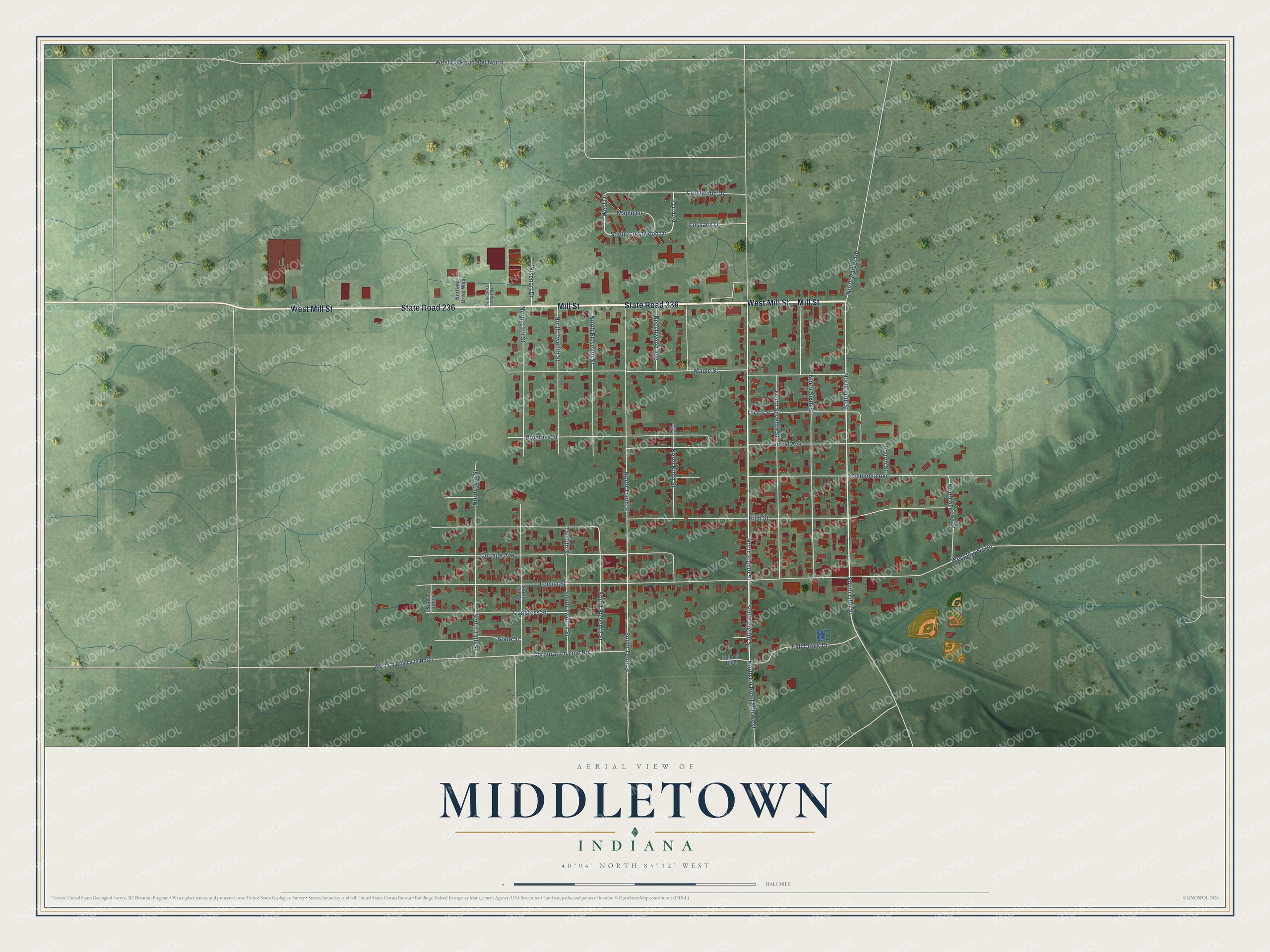 Watermarked full-map preview of Middletown, Indiana
