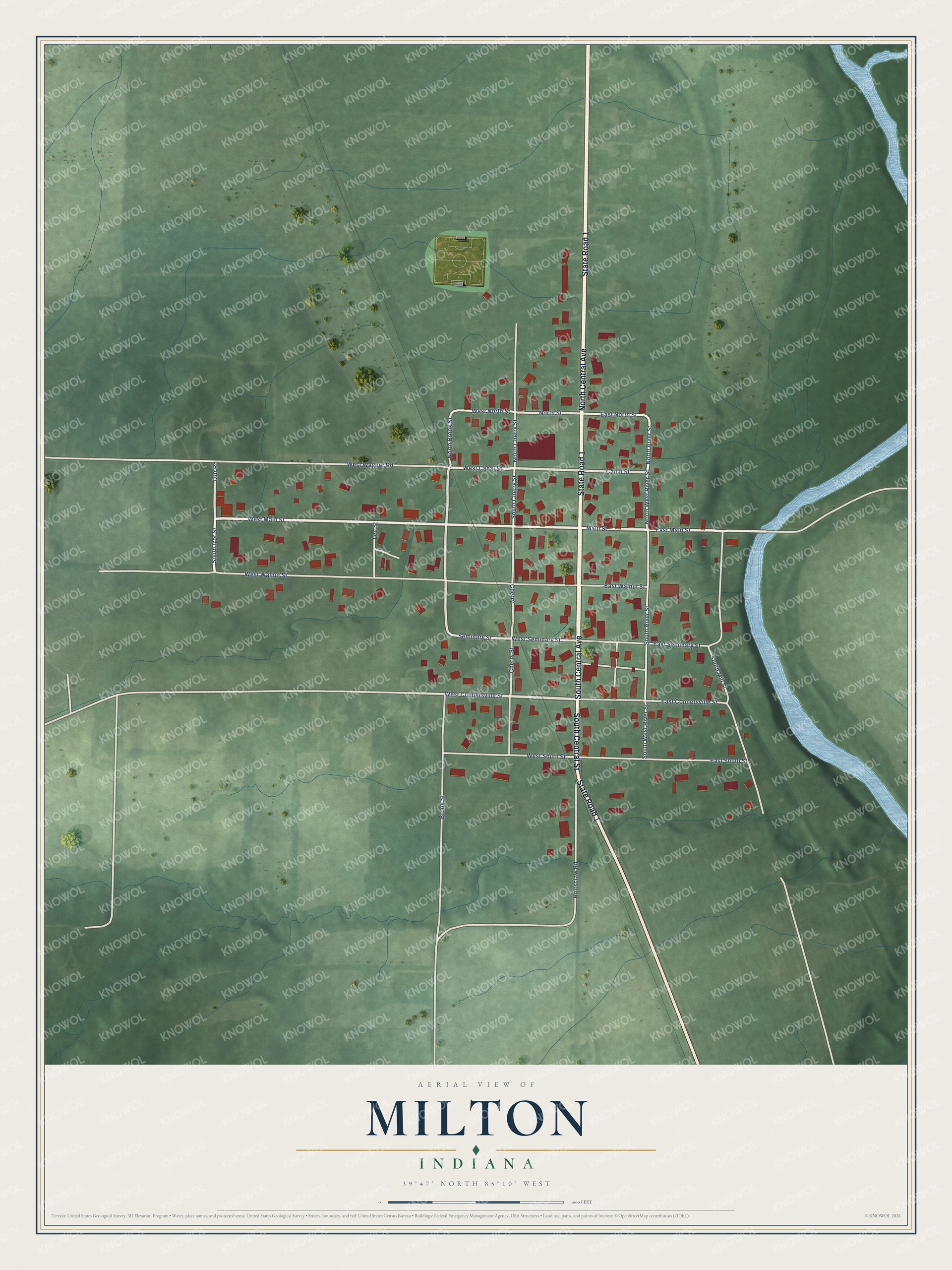 Watermarked full-map preview of Milton, Indiana