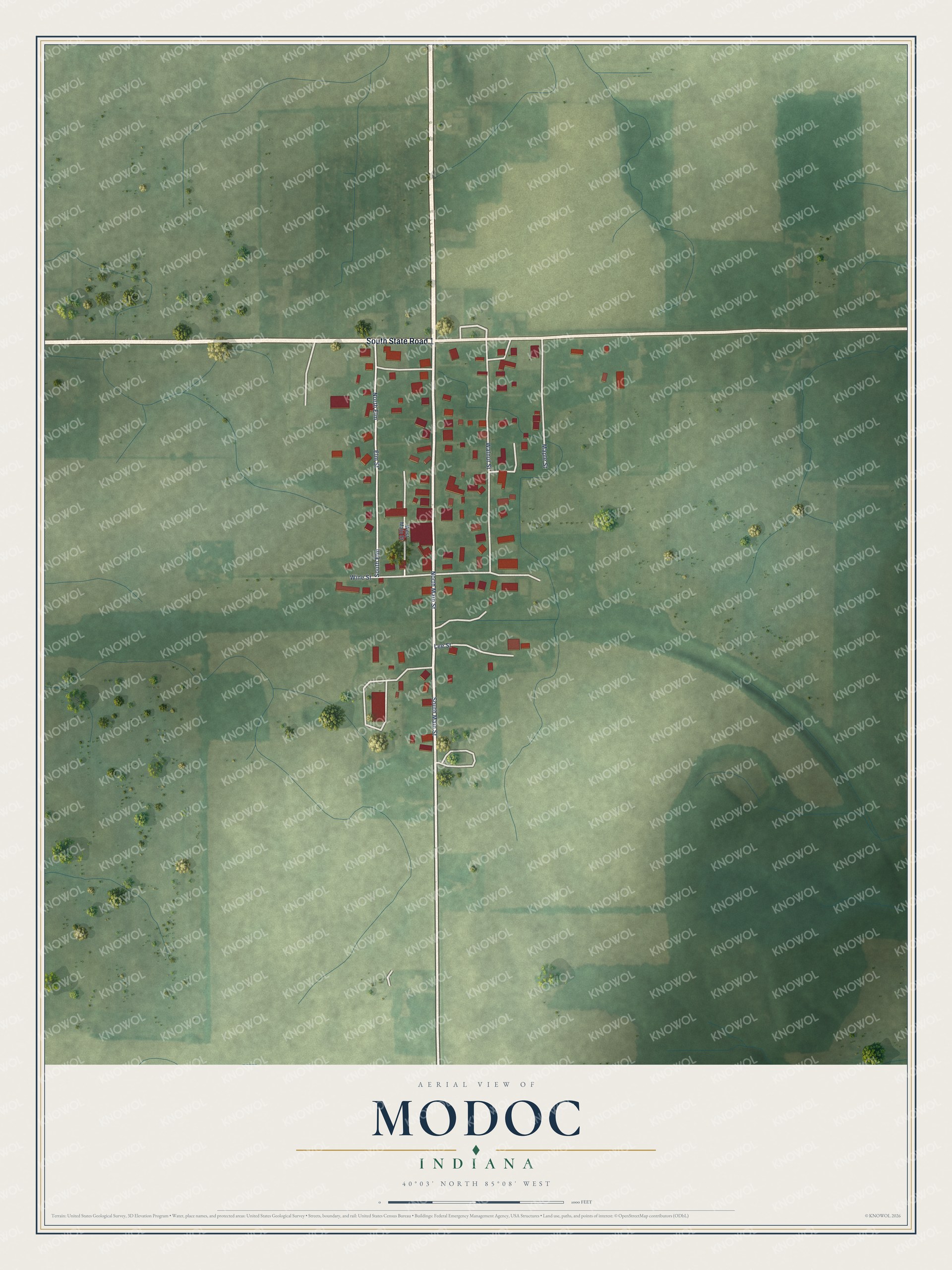 Watermarked full-map preview of Modoc, Indiana