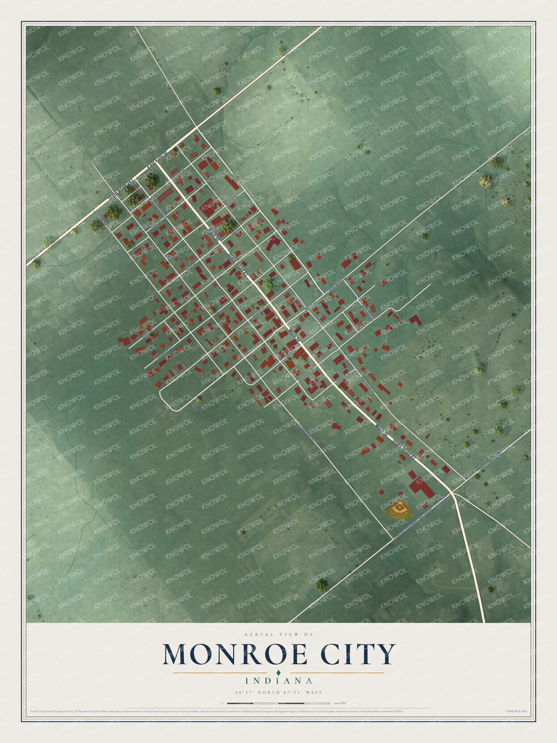 Watermarked full-map preview of Monroe City, Indiana