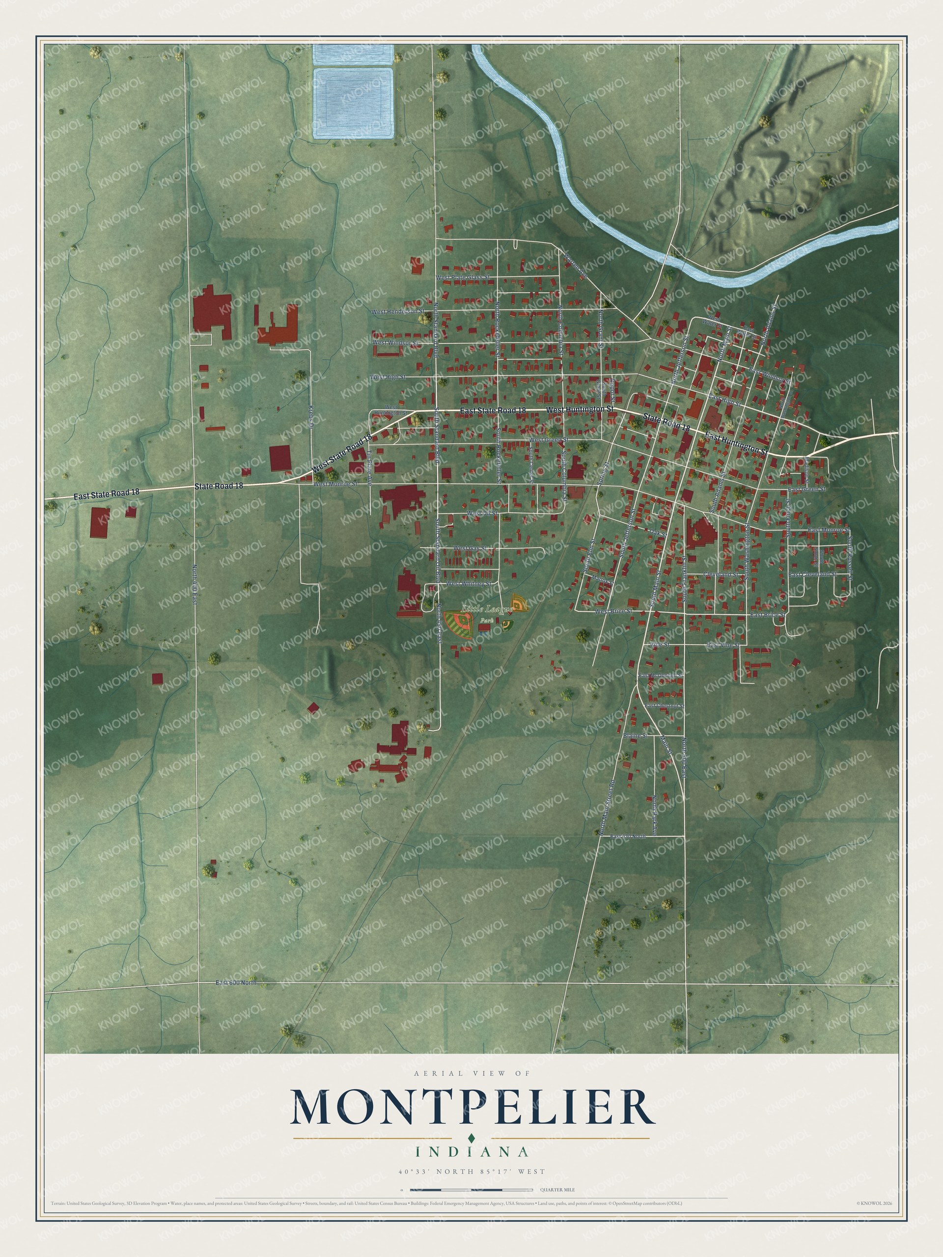 Watermarked full-map preview of Montpelier, Indiana