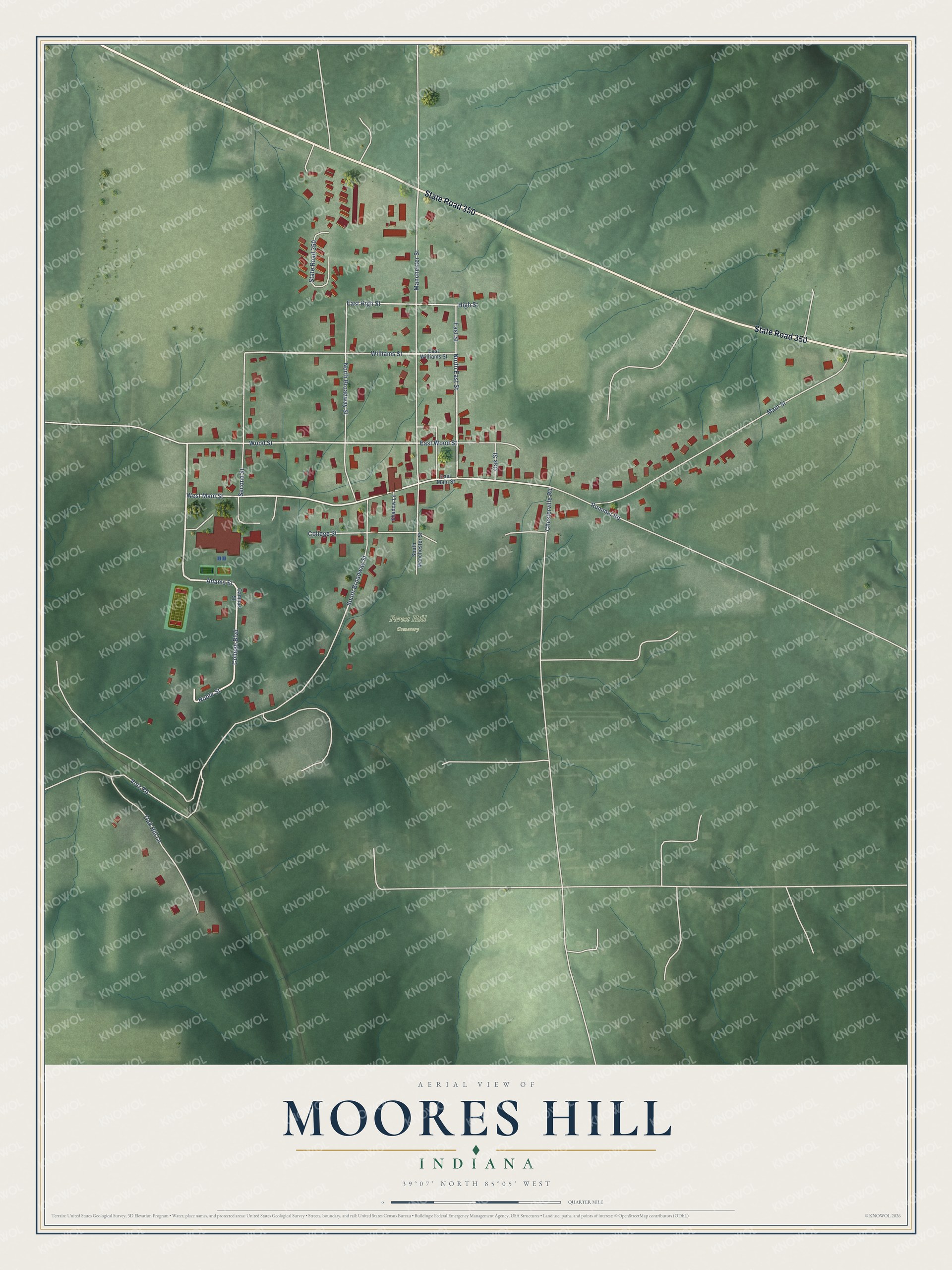 Watermarked full-map preview of Moores Hill, Indiana