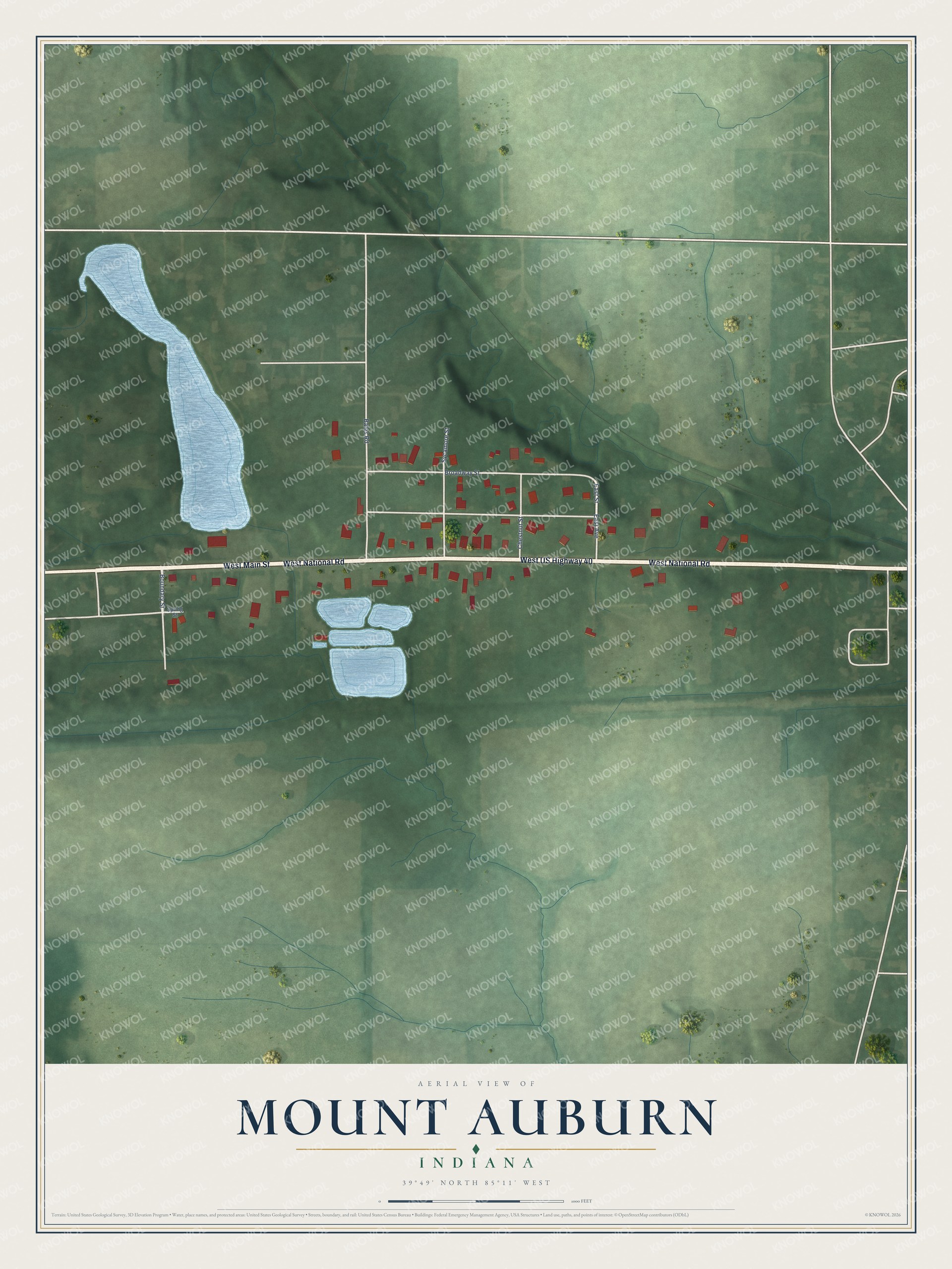 Watermarked full-map preview of Mount Auburn, Indiana