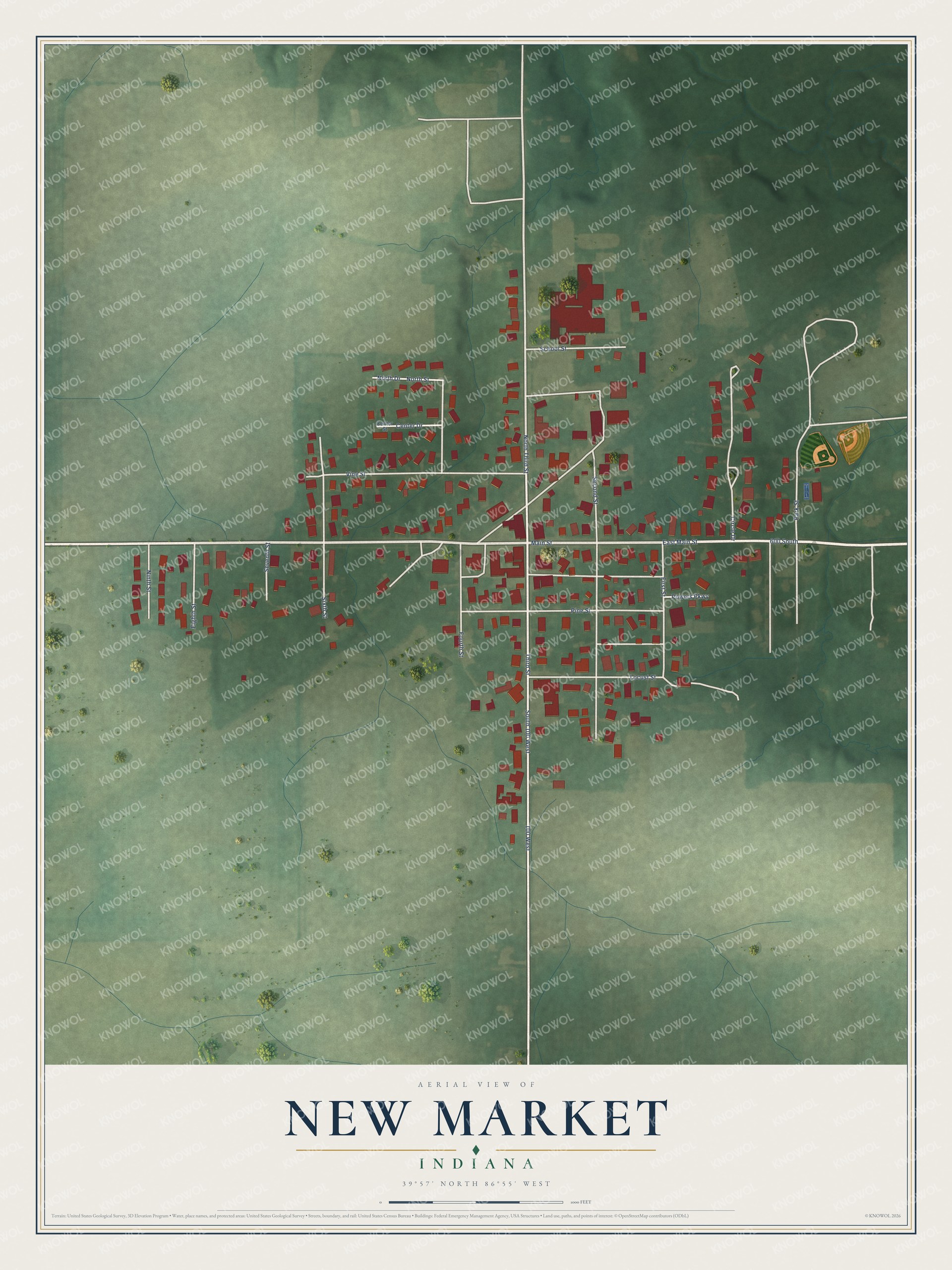 Watermarked full-map preview of New Market, Indiana