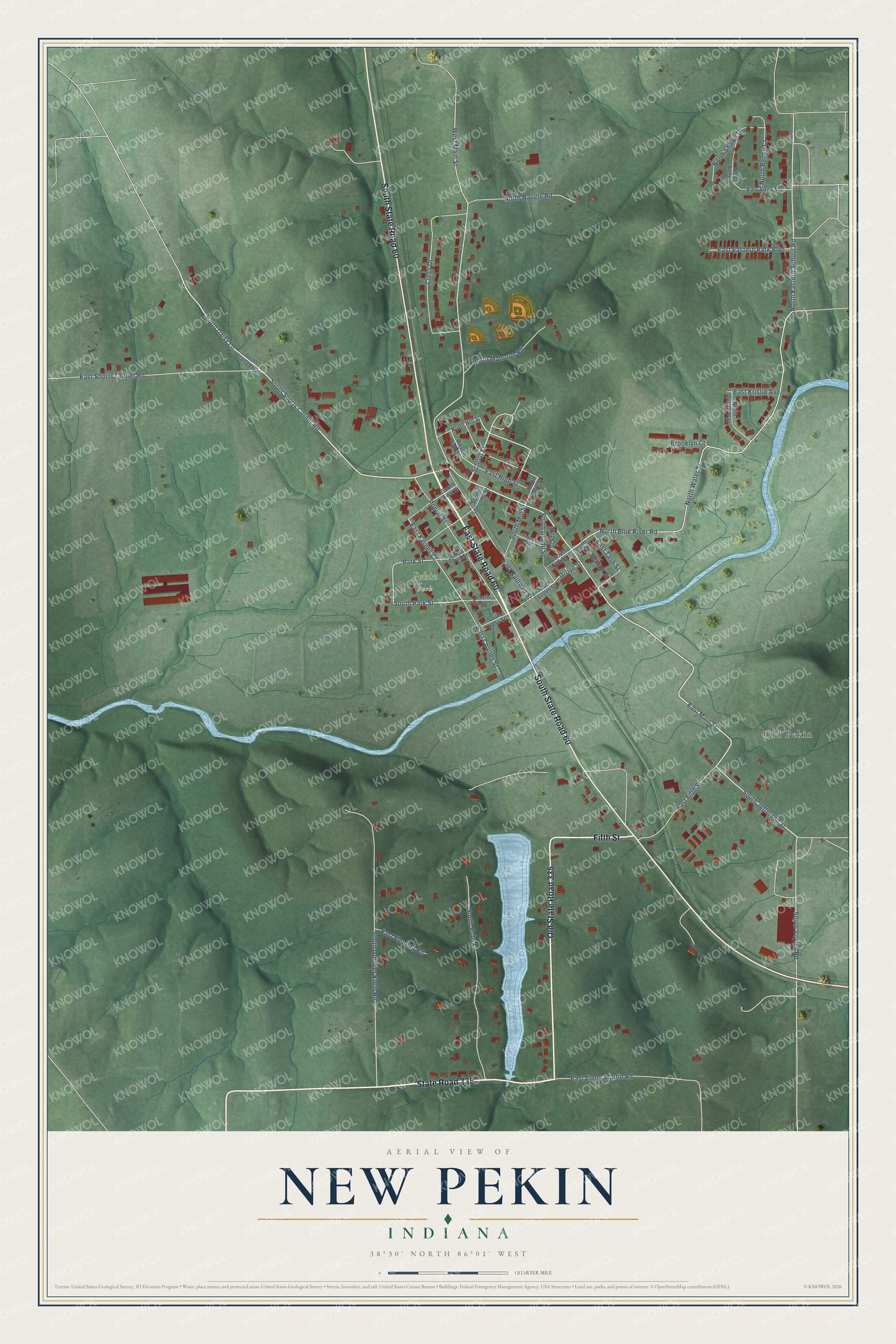 Watermarked full-map preview of New Pekin, Indiana