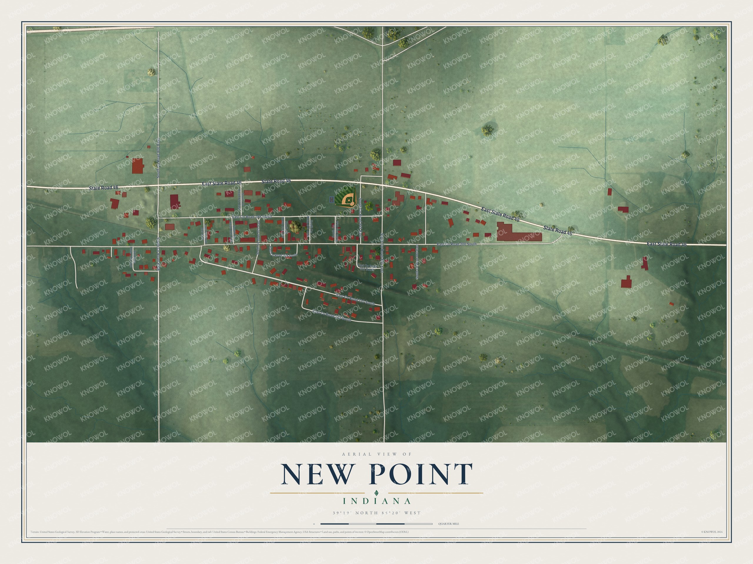 Watermarked full-map preview of New Point, Indiana