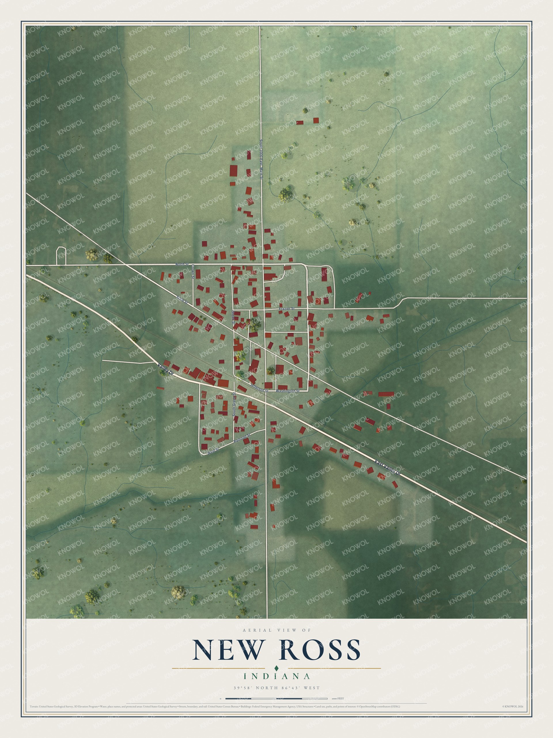 Watermarked full-map preview of New Ross, Indiana