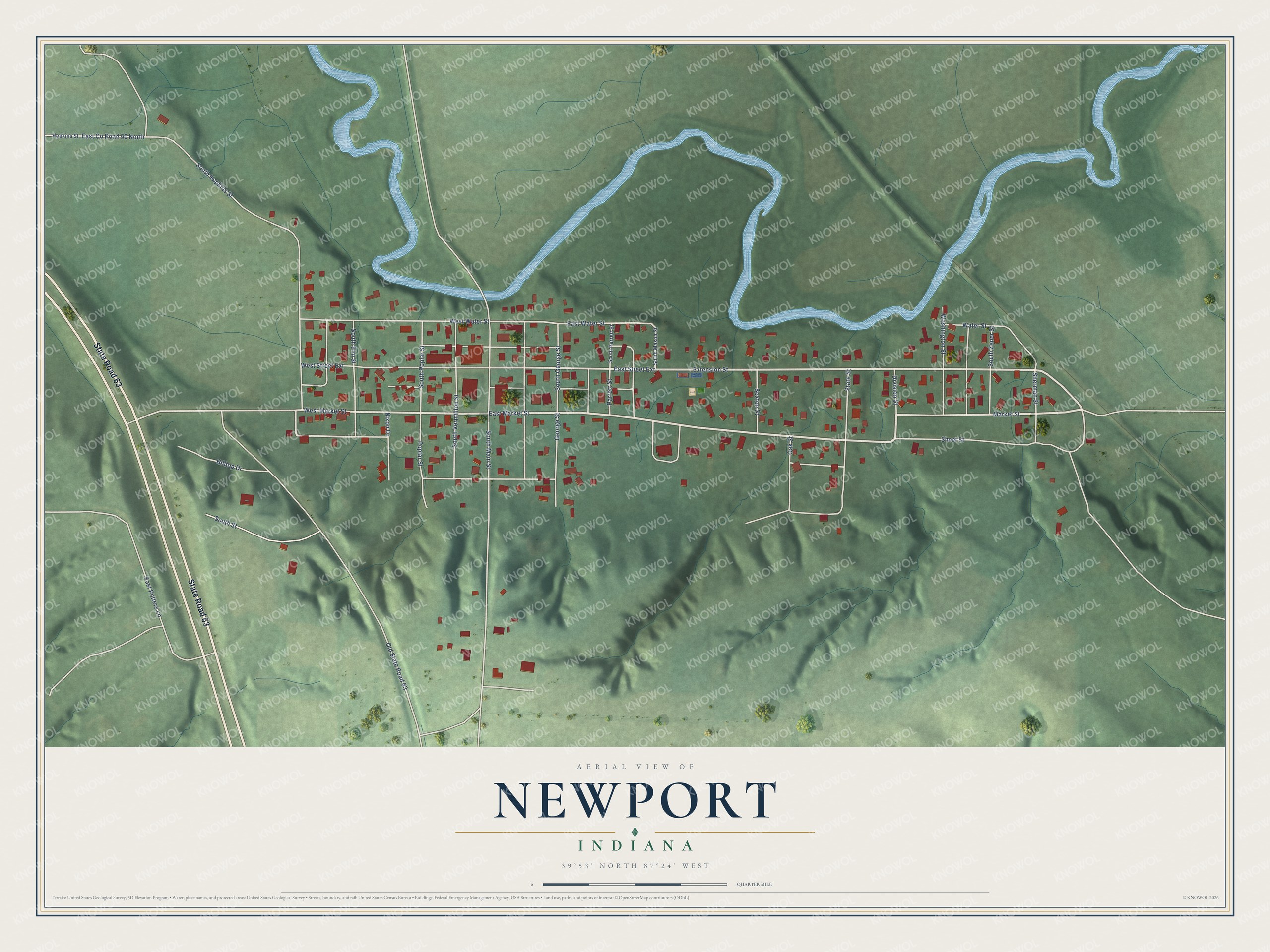 Watermarked full-map preview of Newport, Indiana