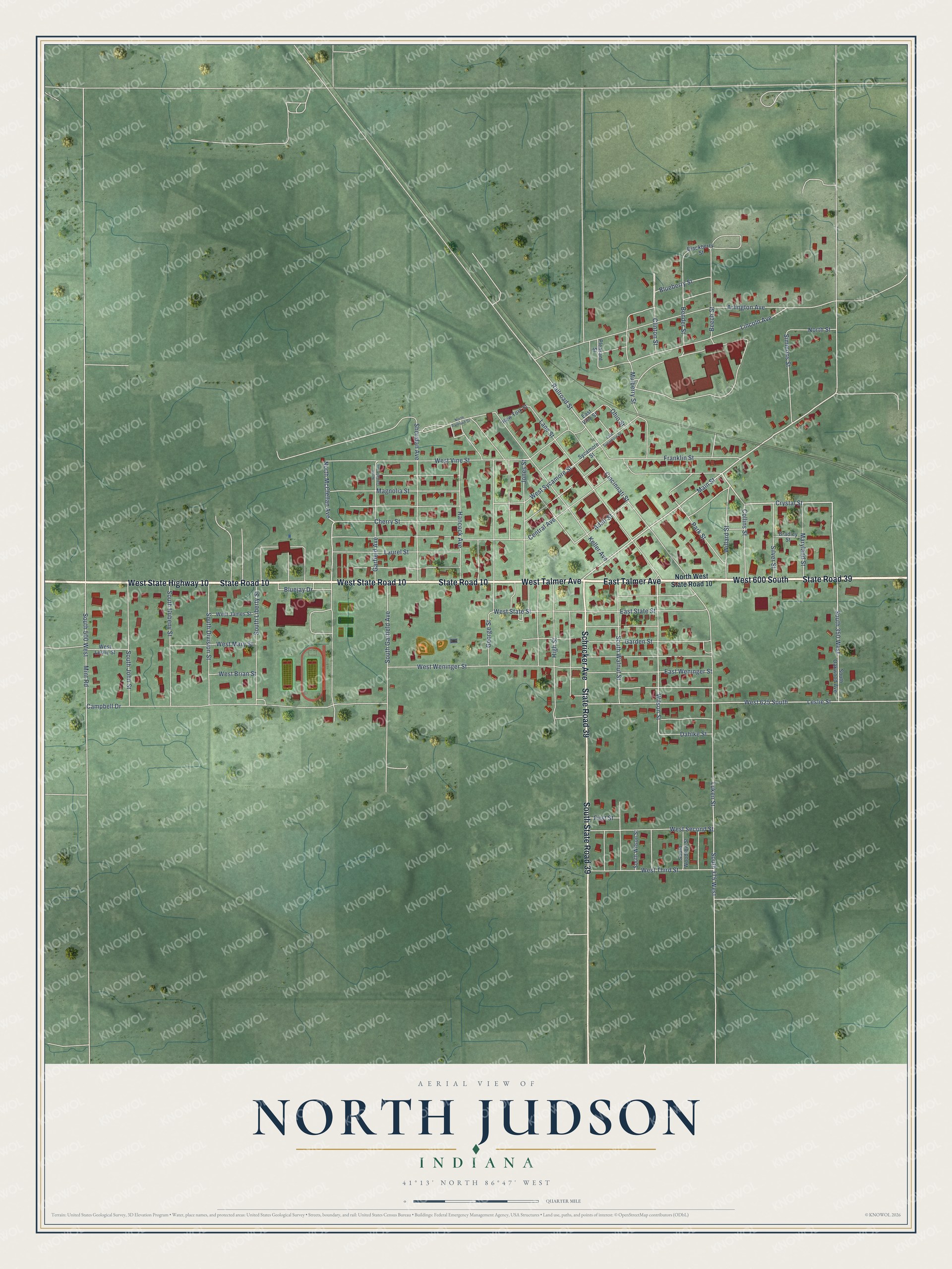 Watermarked full-map preview of North Judson, Indiana