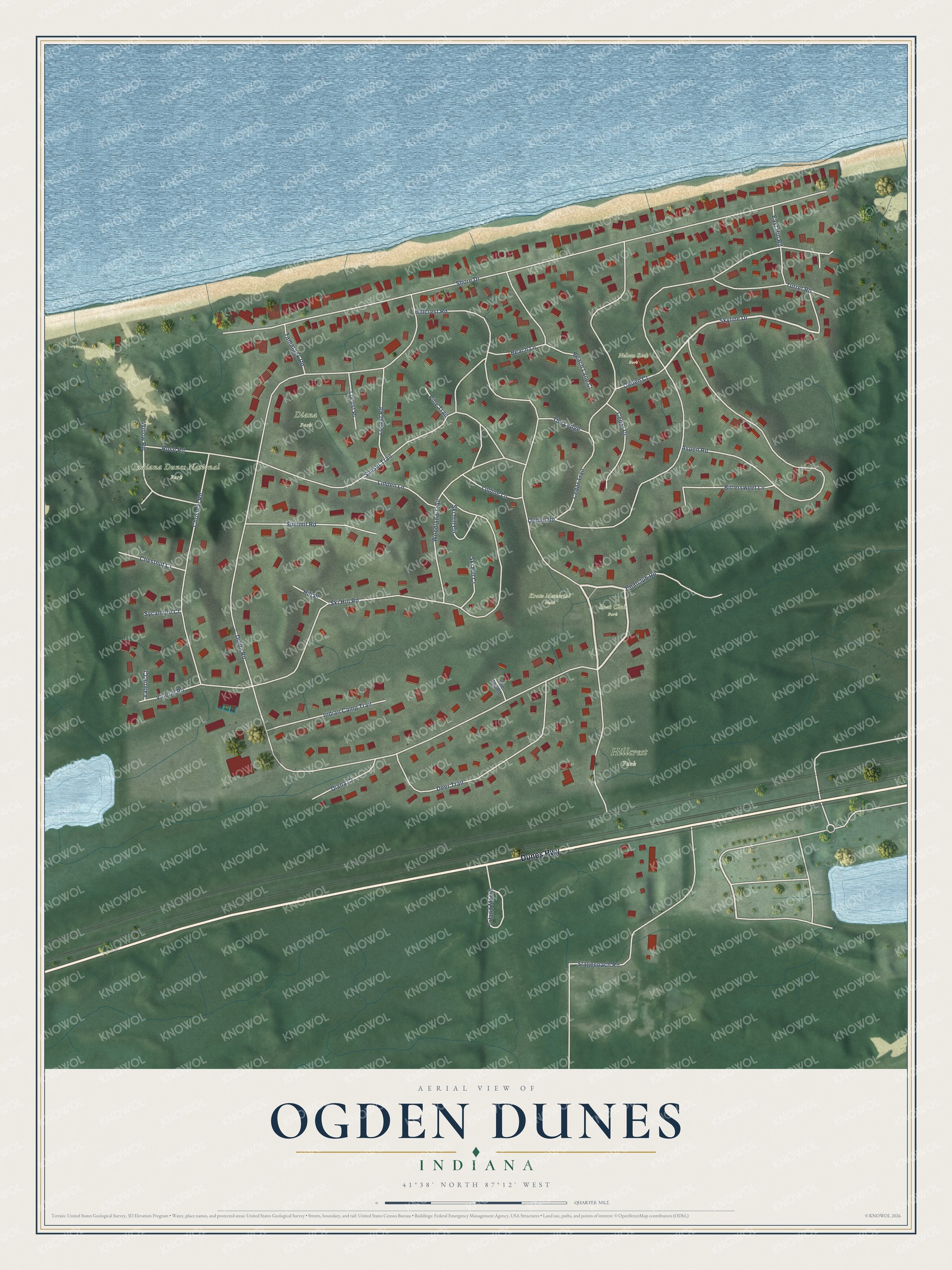 Watermarked full-map preview of Ogden Dunes, Indiana