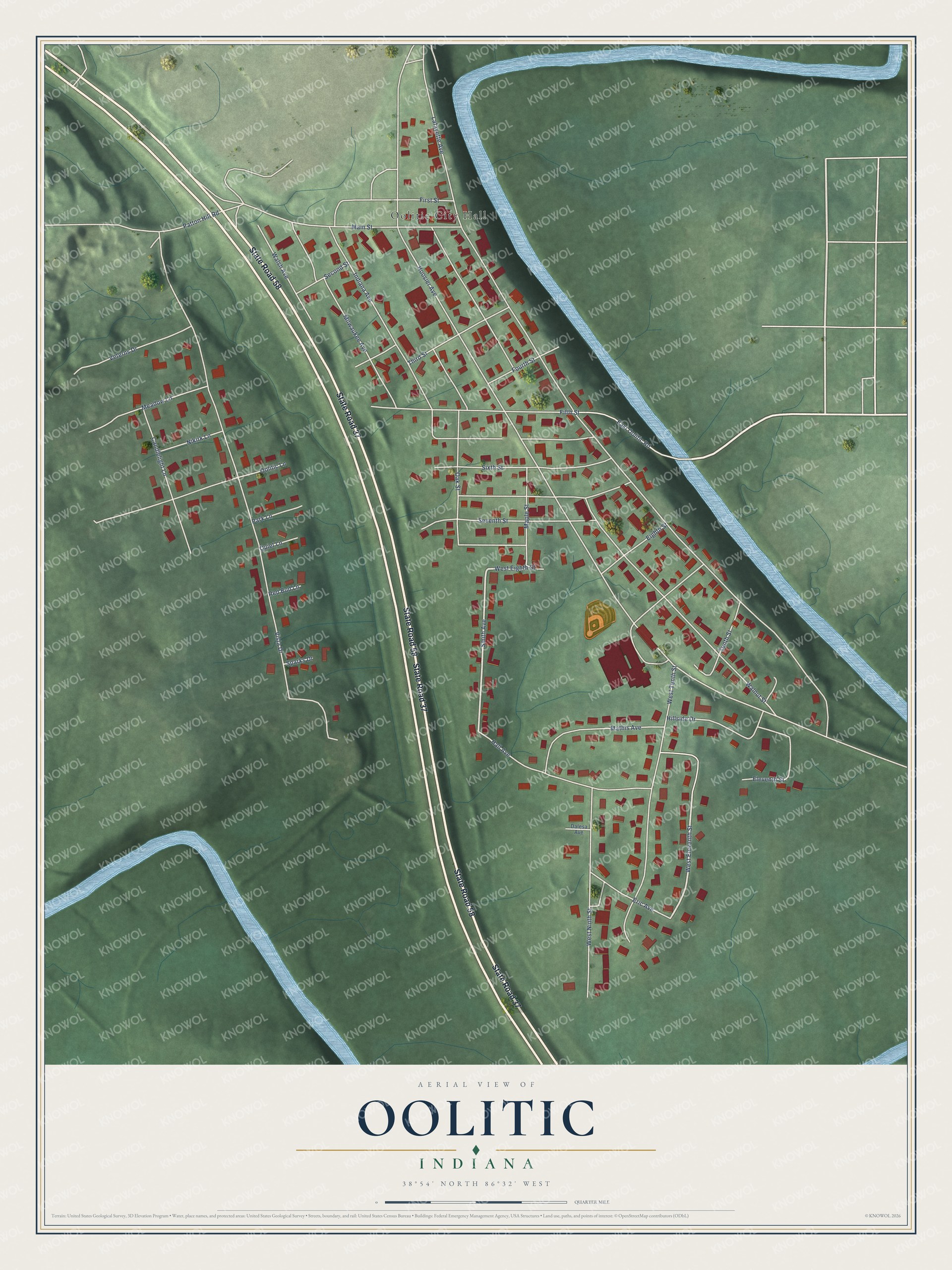 Watermarked full-map preview of Oolitic, Indiana