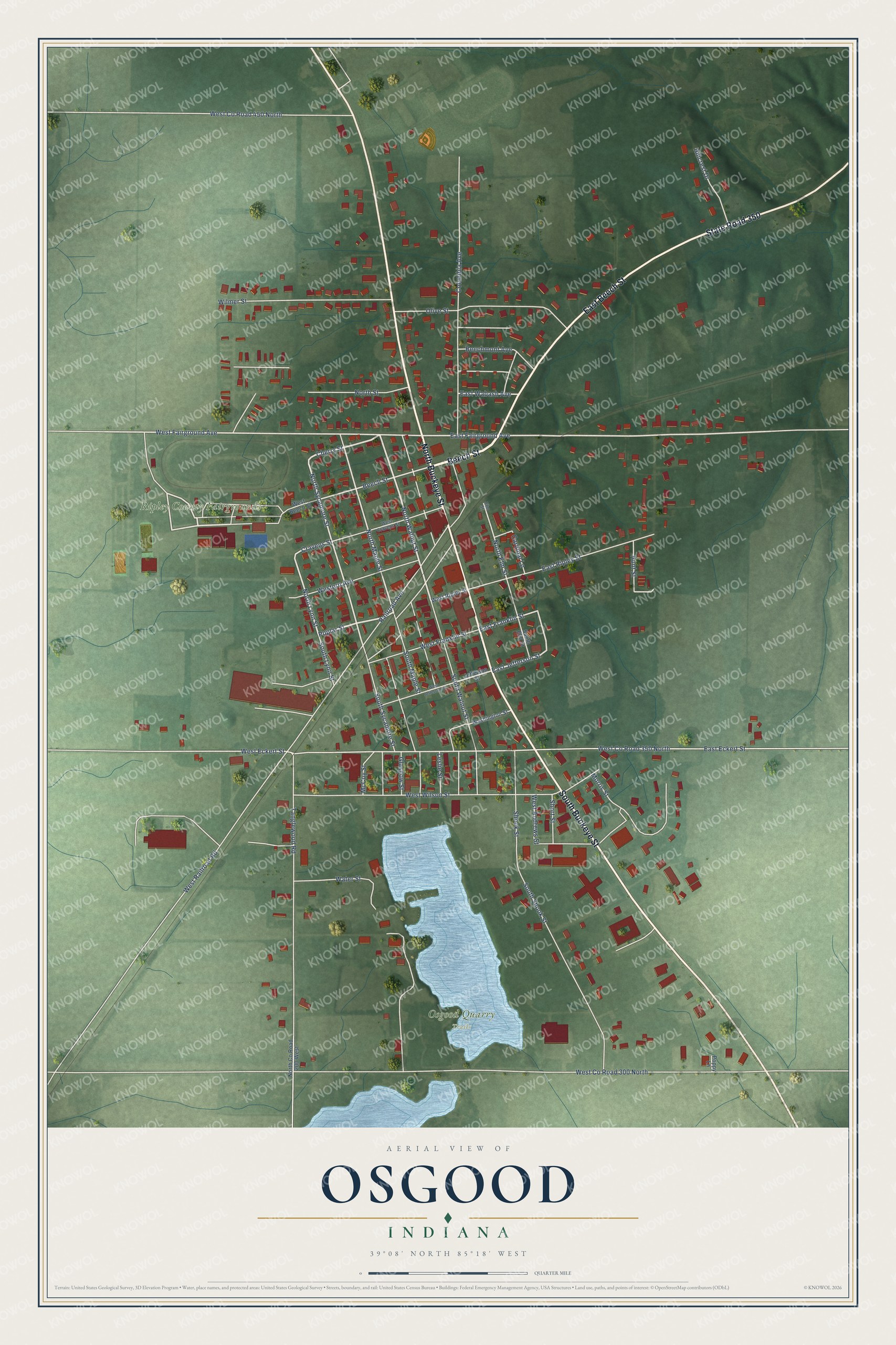 Watermarked full-map preview of Osgood, Indiana