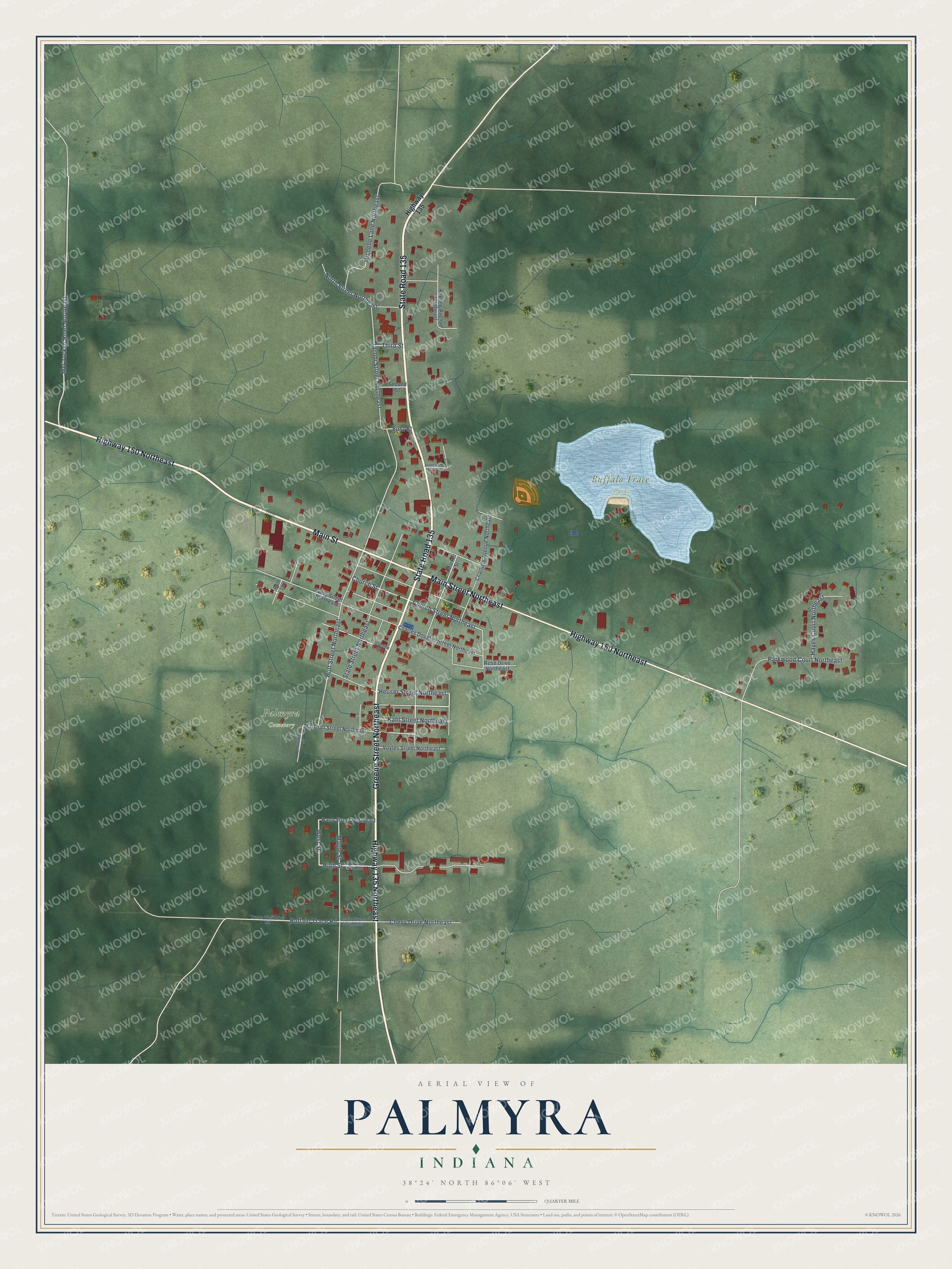 Watermarked full-map preview of Palmyra, Indiana
