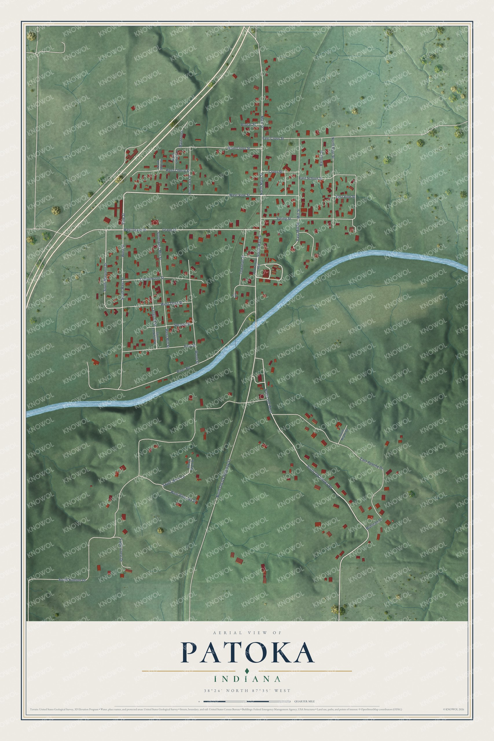 Watermarked full-map preview of Patoka, Indiana