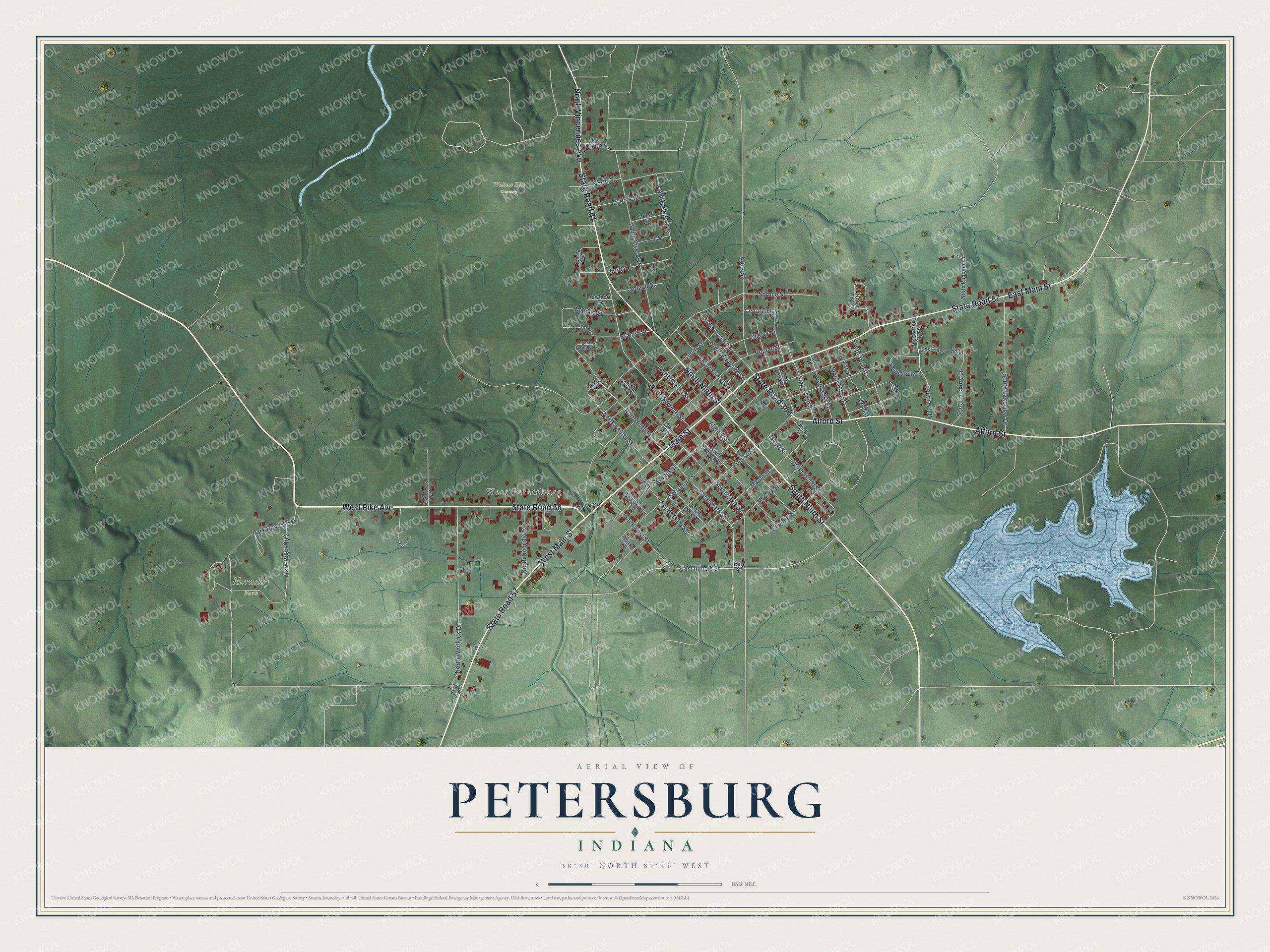 Watermarked full-map preview of Petersburg, Indiana