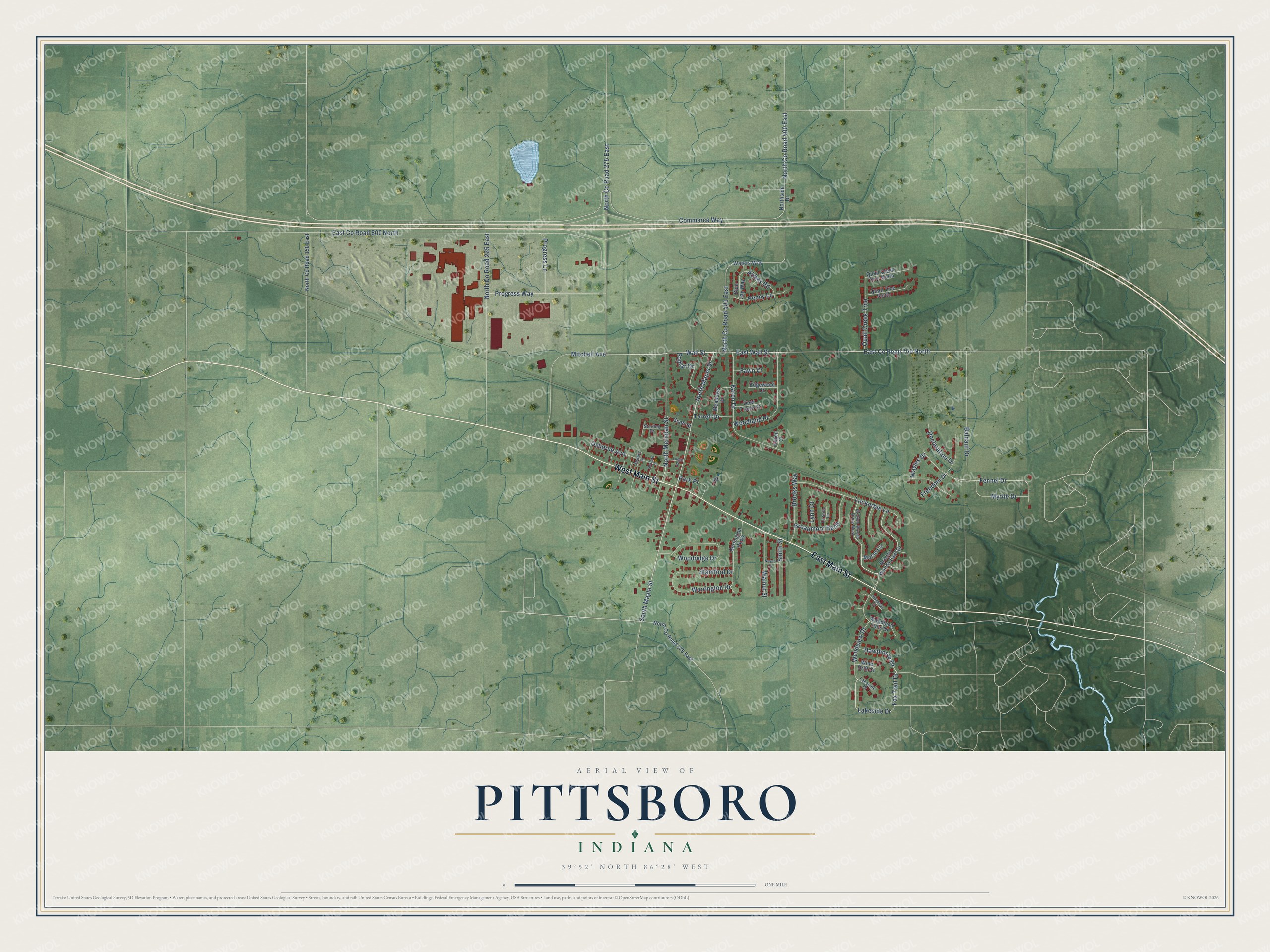 Watermarked full-map preview of Pittsboro, Indiana