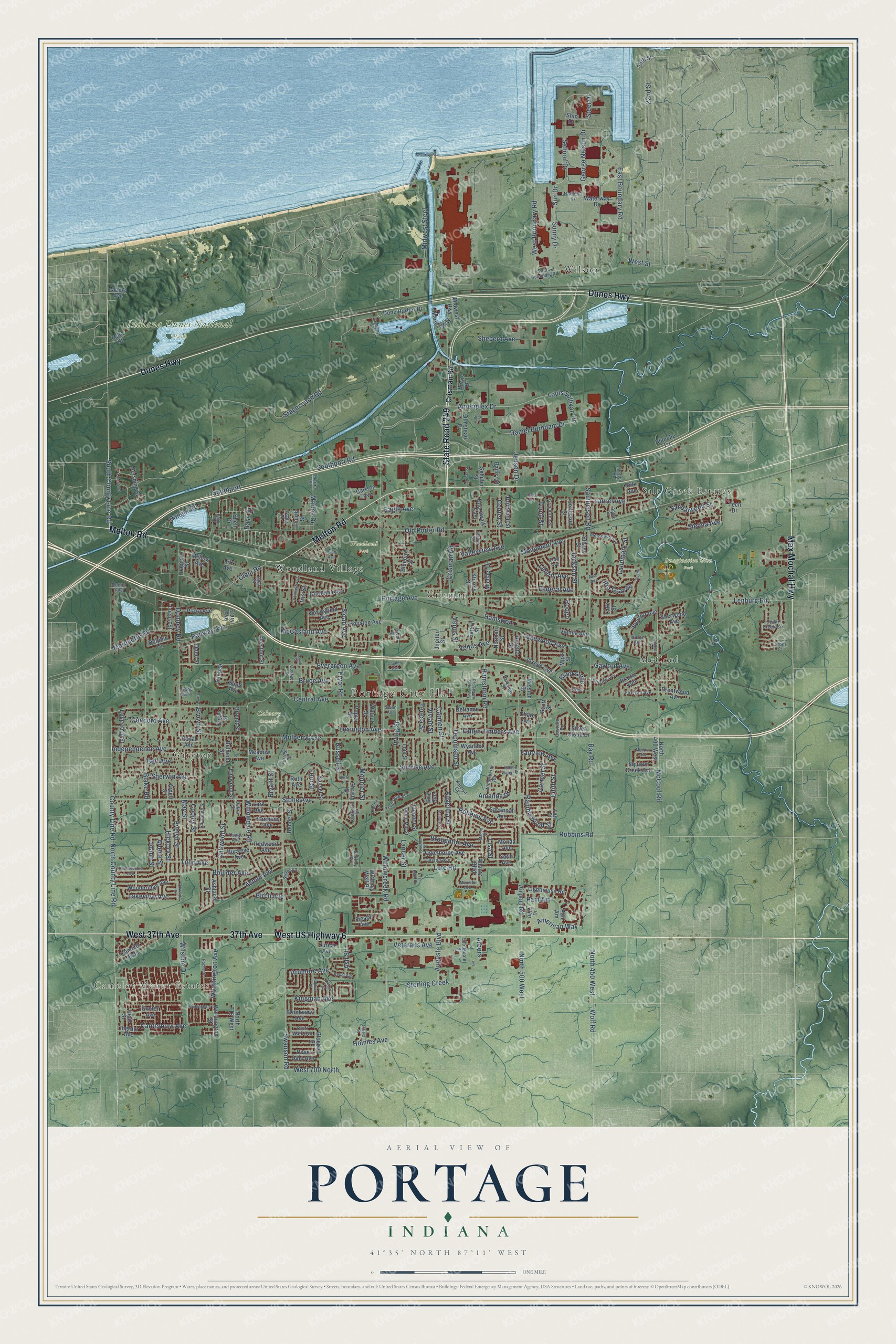 Watermarked full-map preview of Portage, Indiana