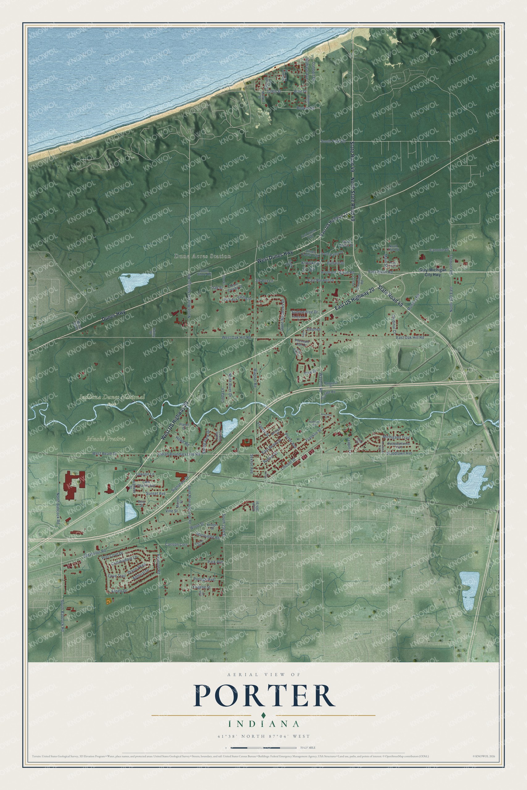 Watermarked full-map preview of Porter, Indiana