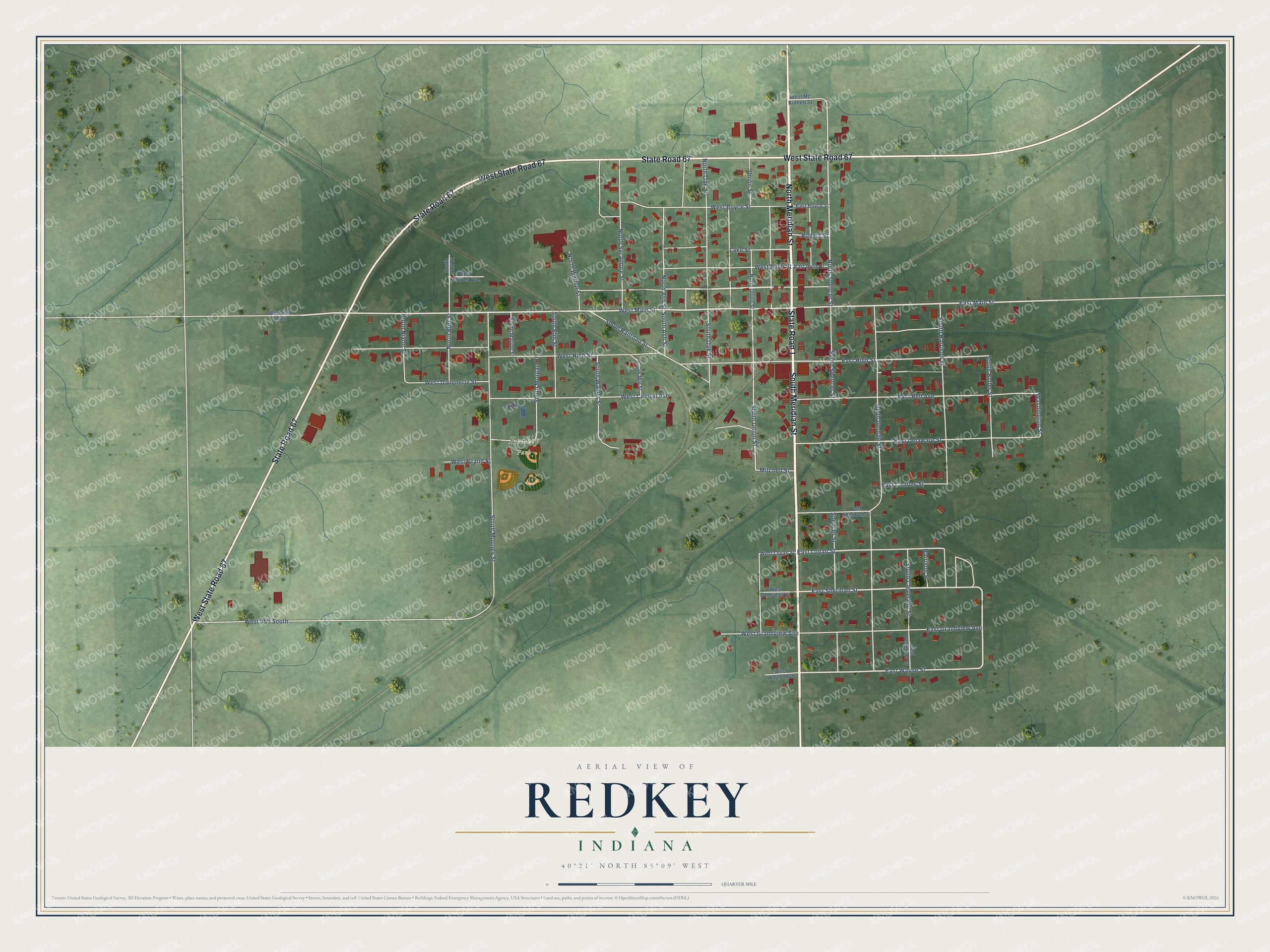 Watermarked full-map preview of Redkey, Indiana