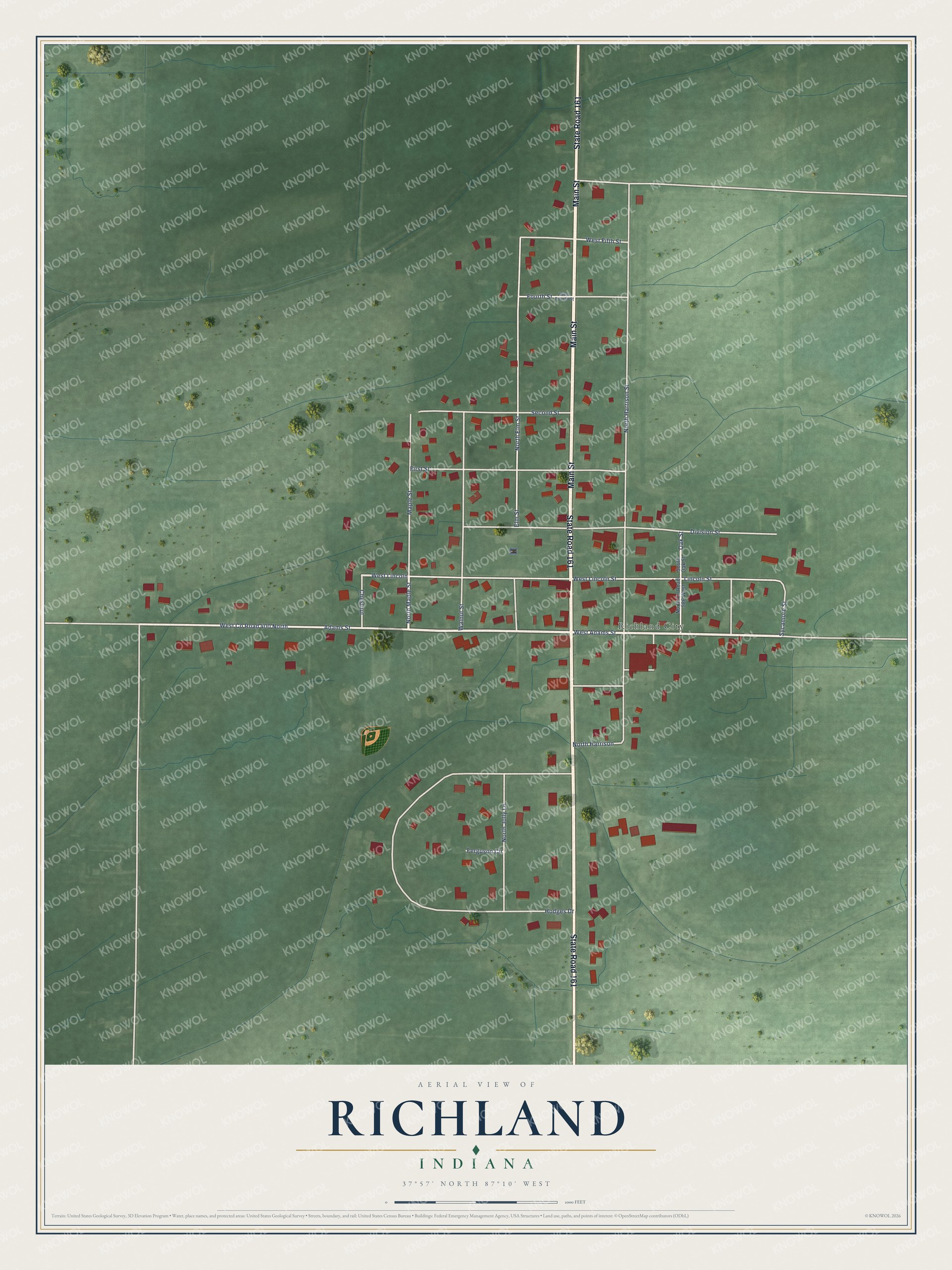 Watermarked full-map preview of Richland, Indiana