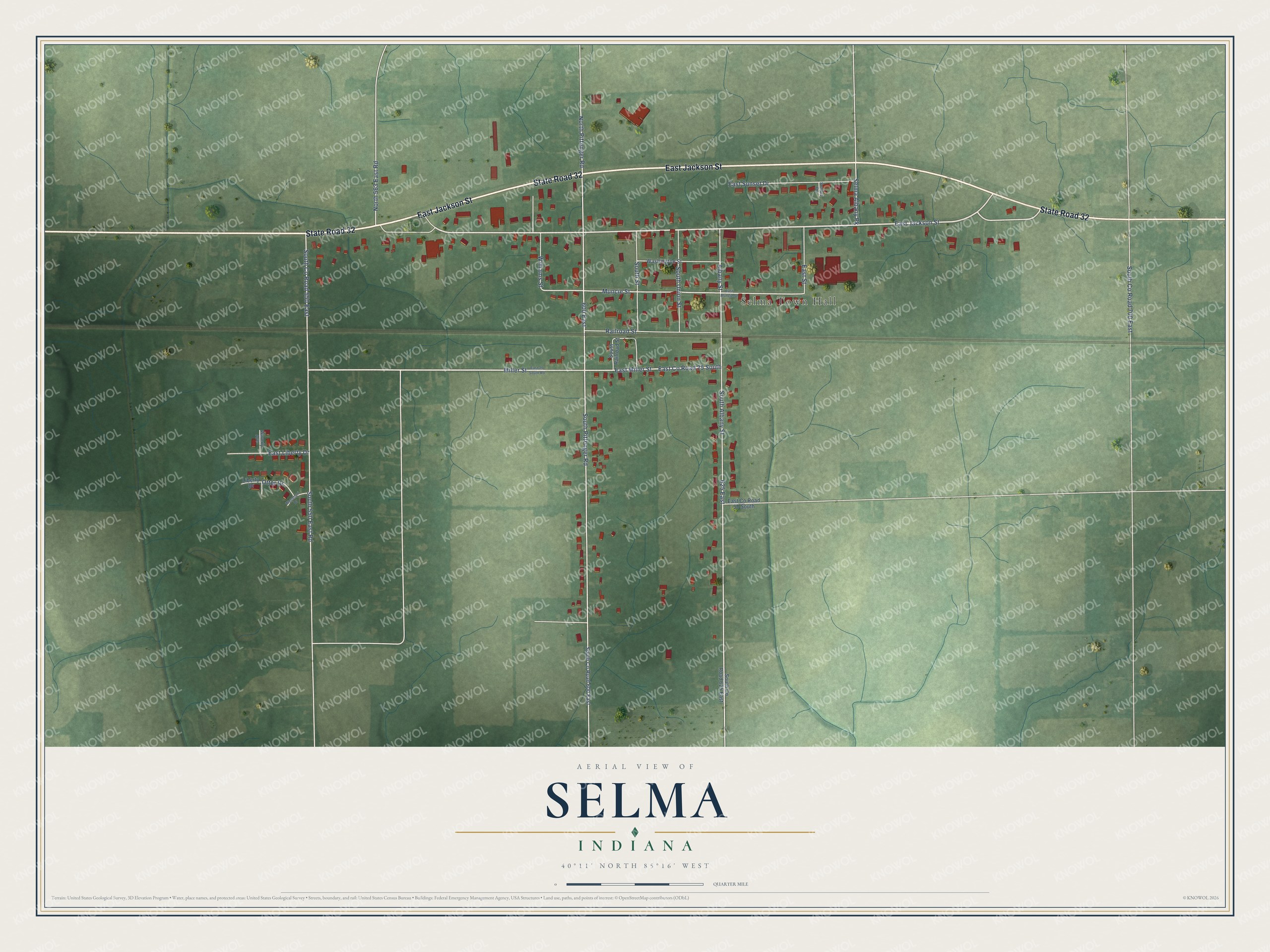Watermarked full-map preview of Selma, Indiana