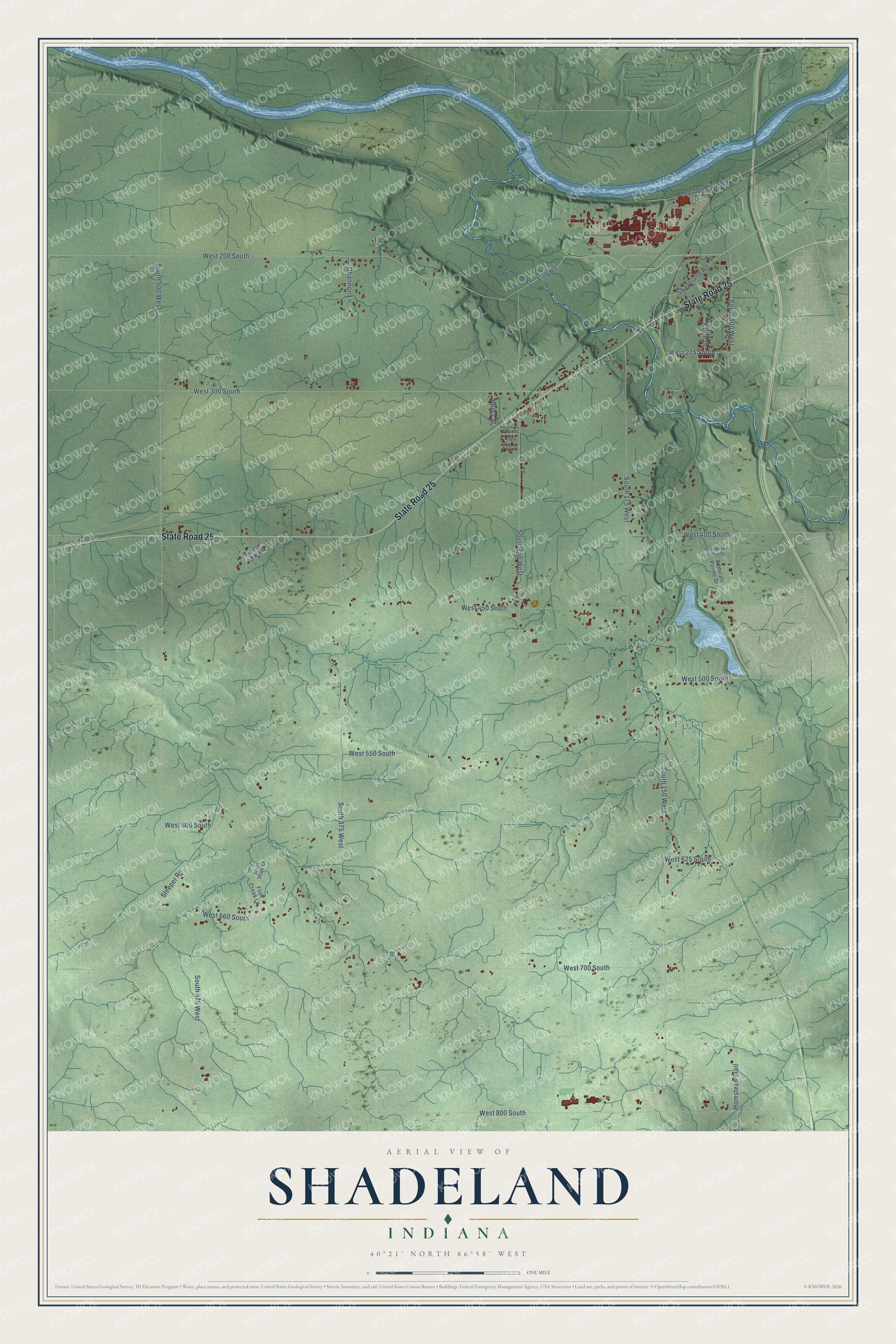 Watermarked full-map preview of Shadeland, Indiana