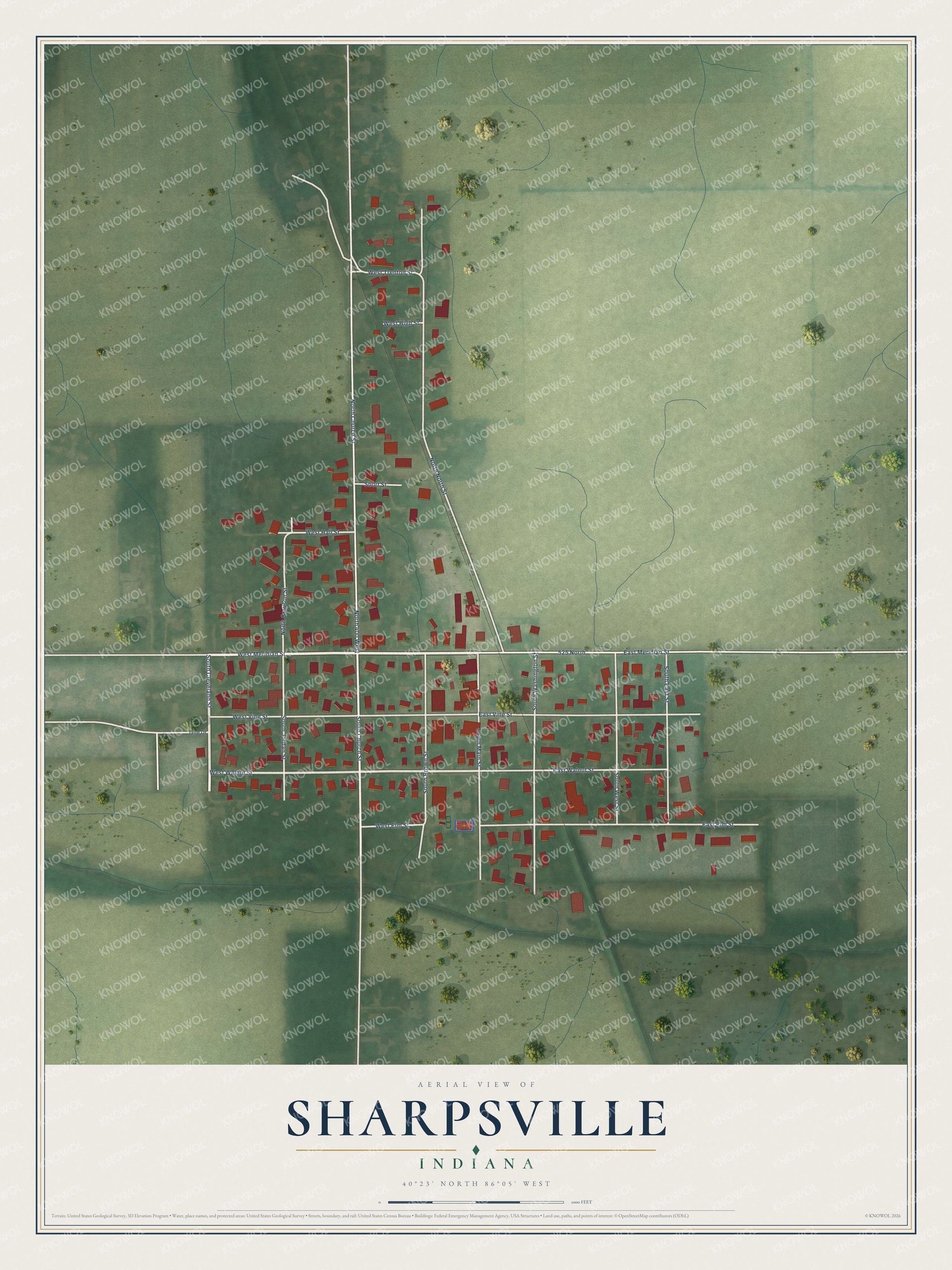 Watermarked full-map preview of Sharpsville, Indiana