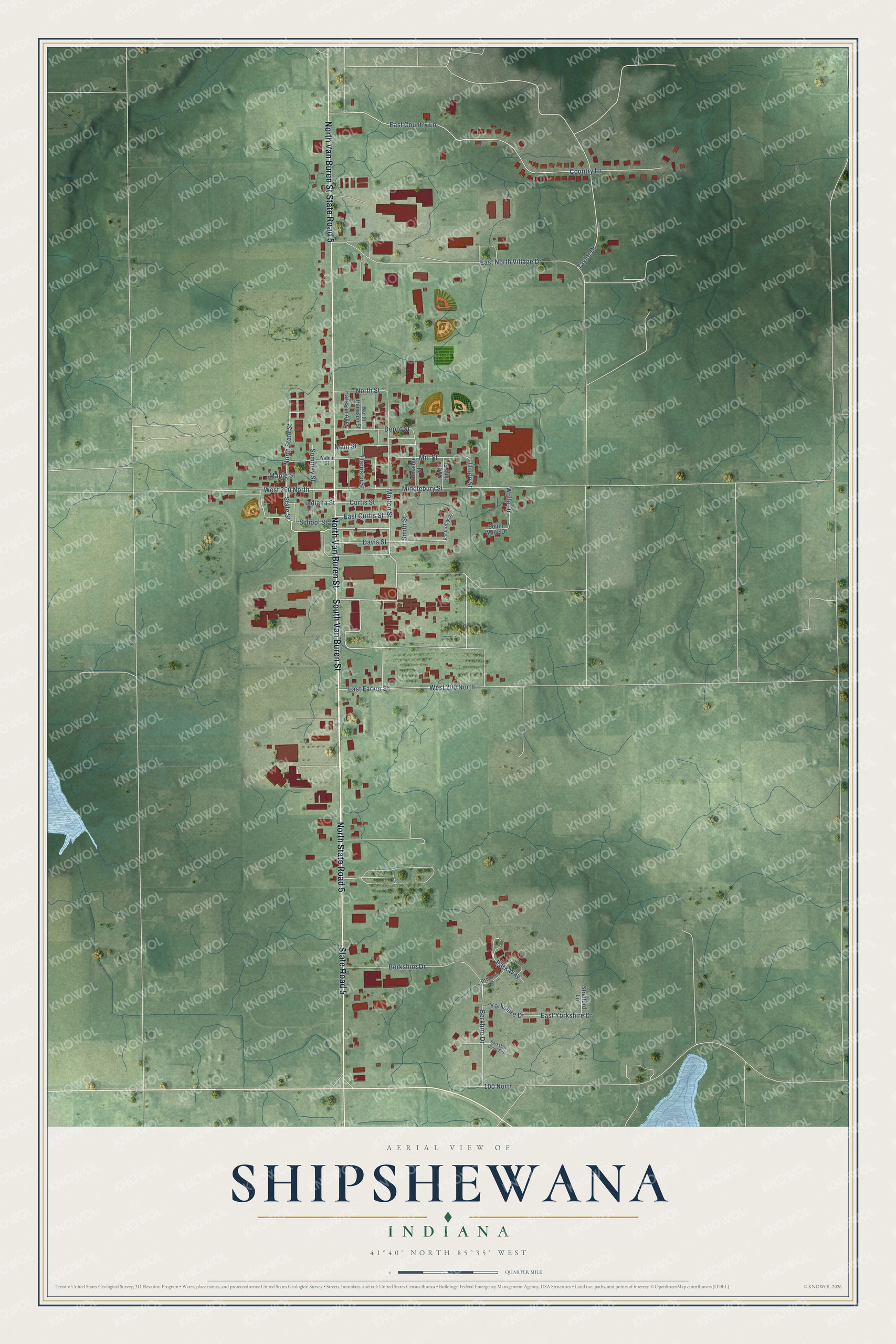 Watermarked full-map preview of Shipshewana, Indiana