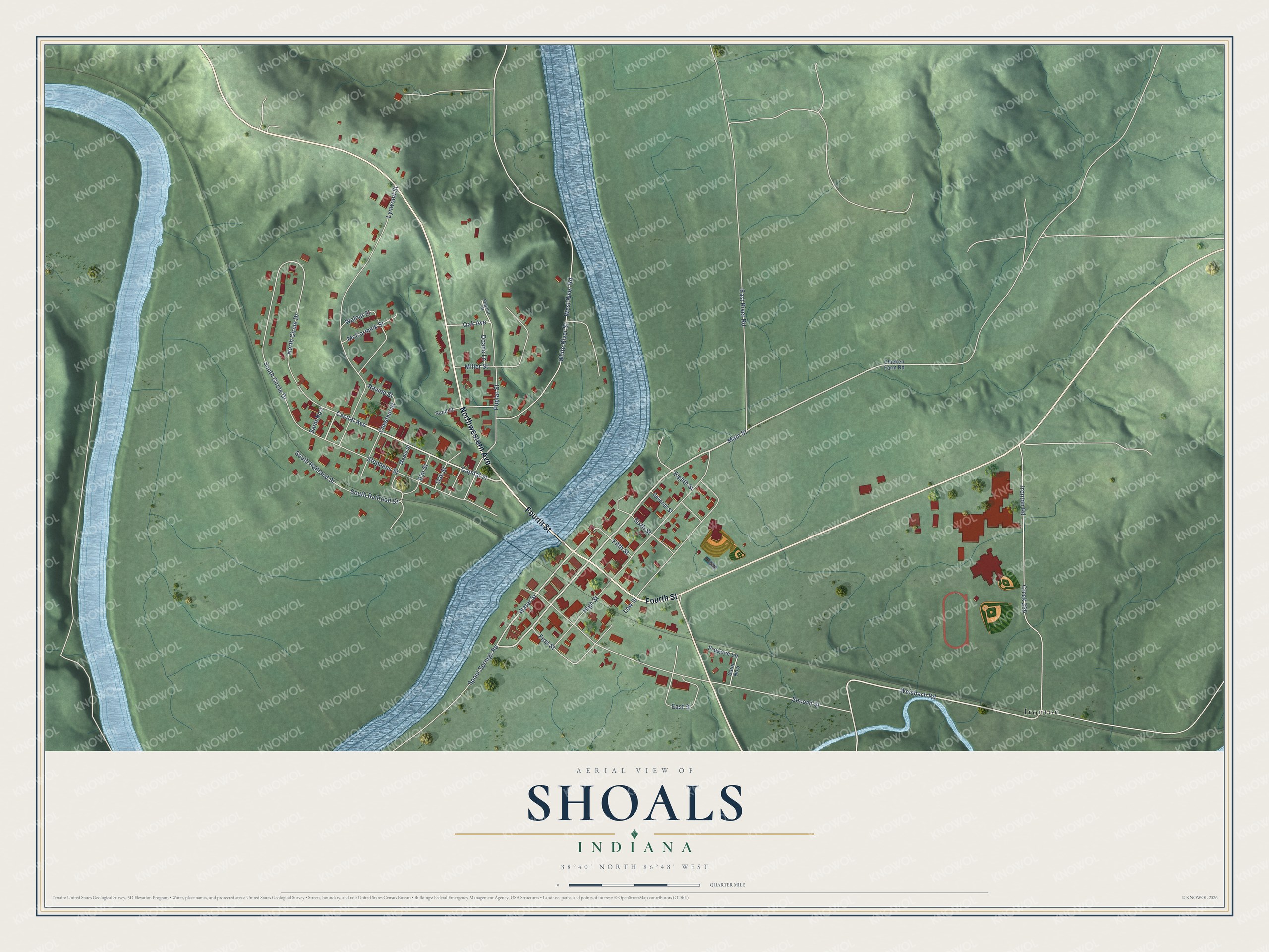 Watermarked full-map preview of Shoals, Indiana