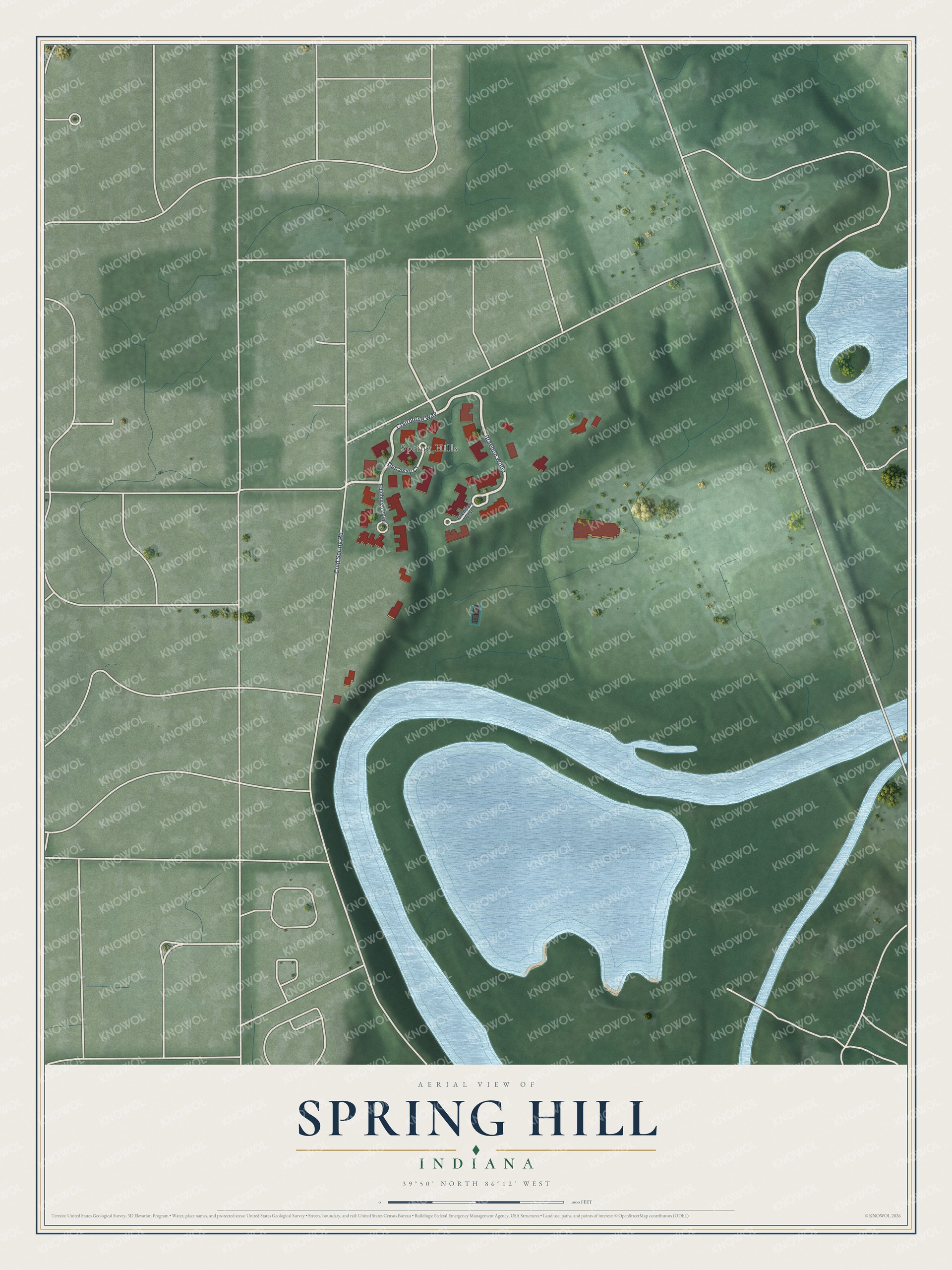 Watermarked full-map preview of Spring Hill, Indiana