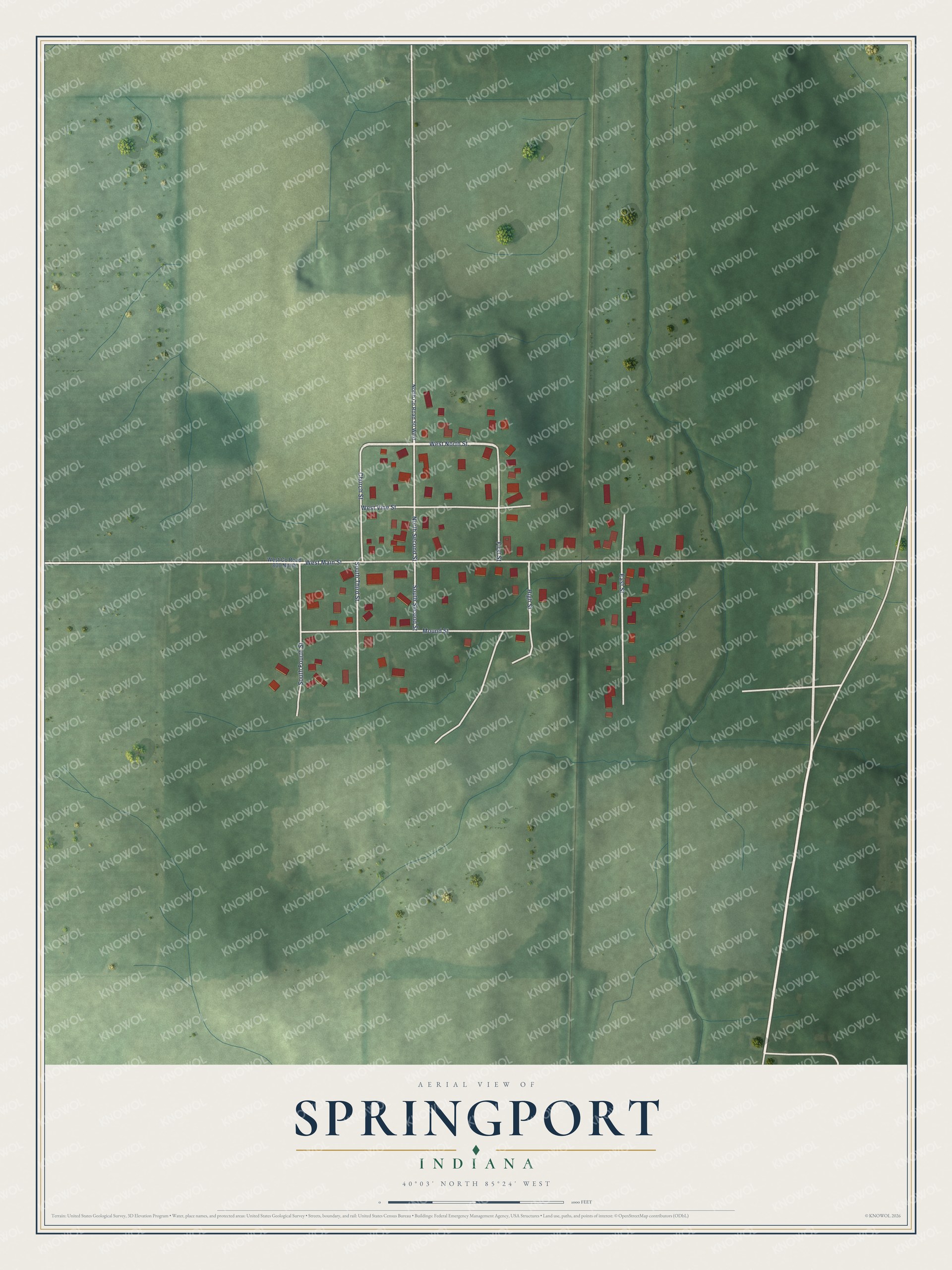 Watermarked full-map preview of Springport, Indiana