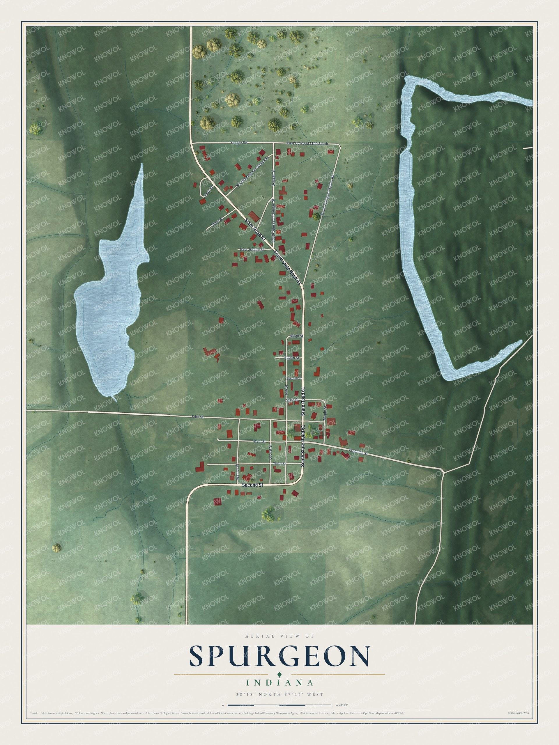 Watermarked full-map preview of Spurgeon, Indiana