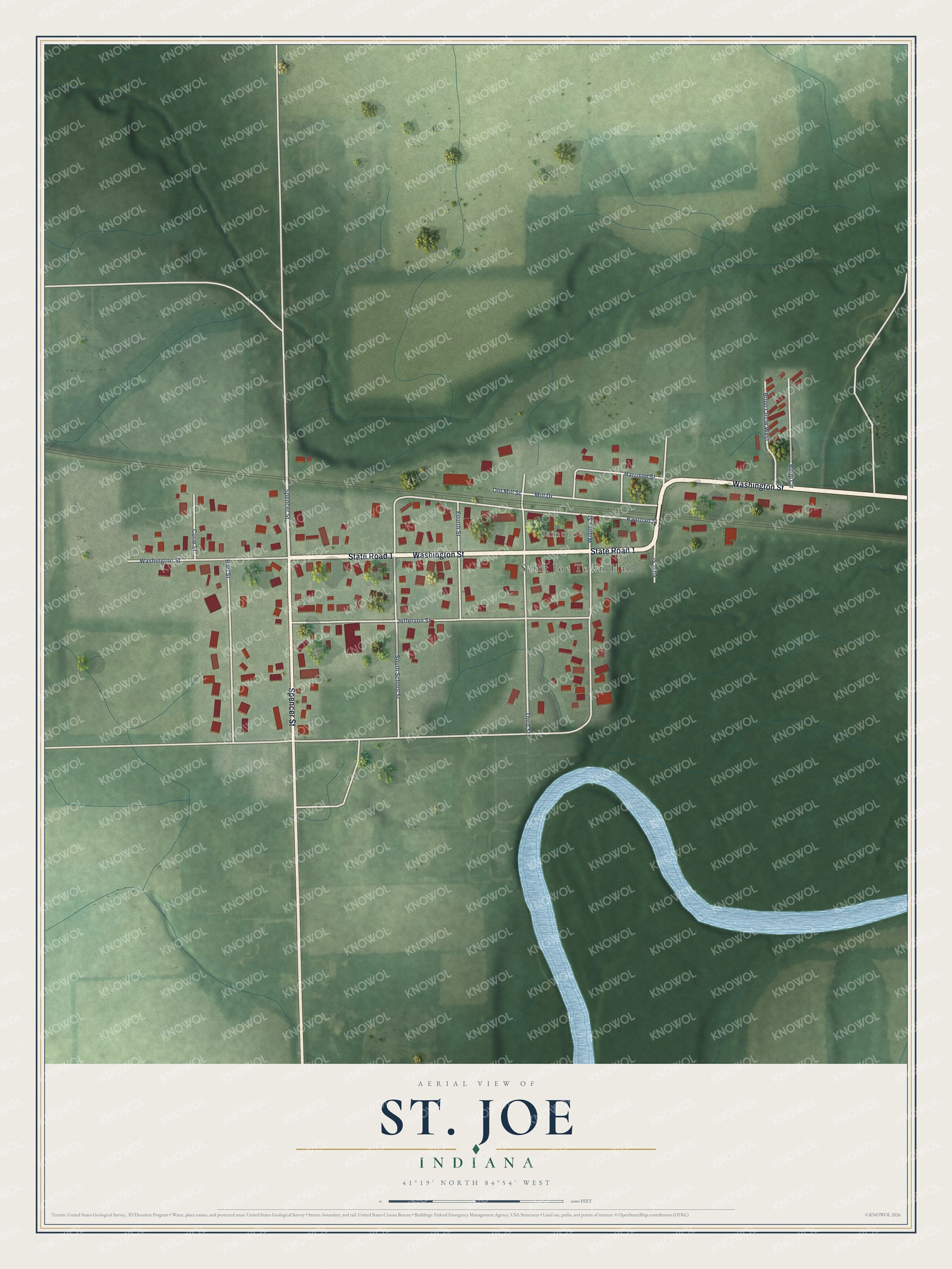 Watermarked full-map preview of St. Joe, Indiana