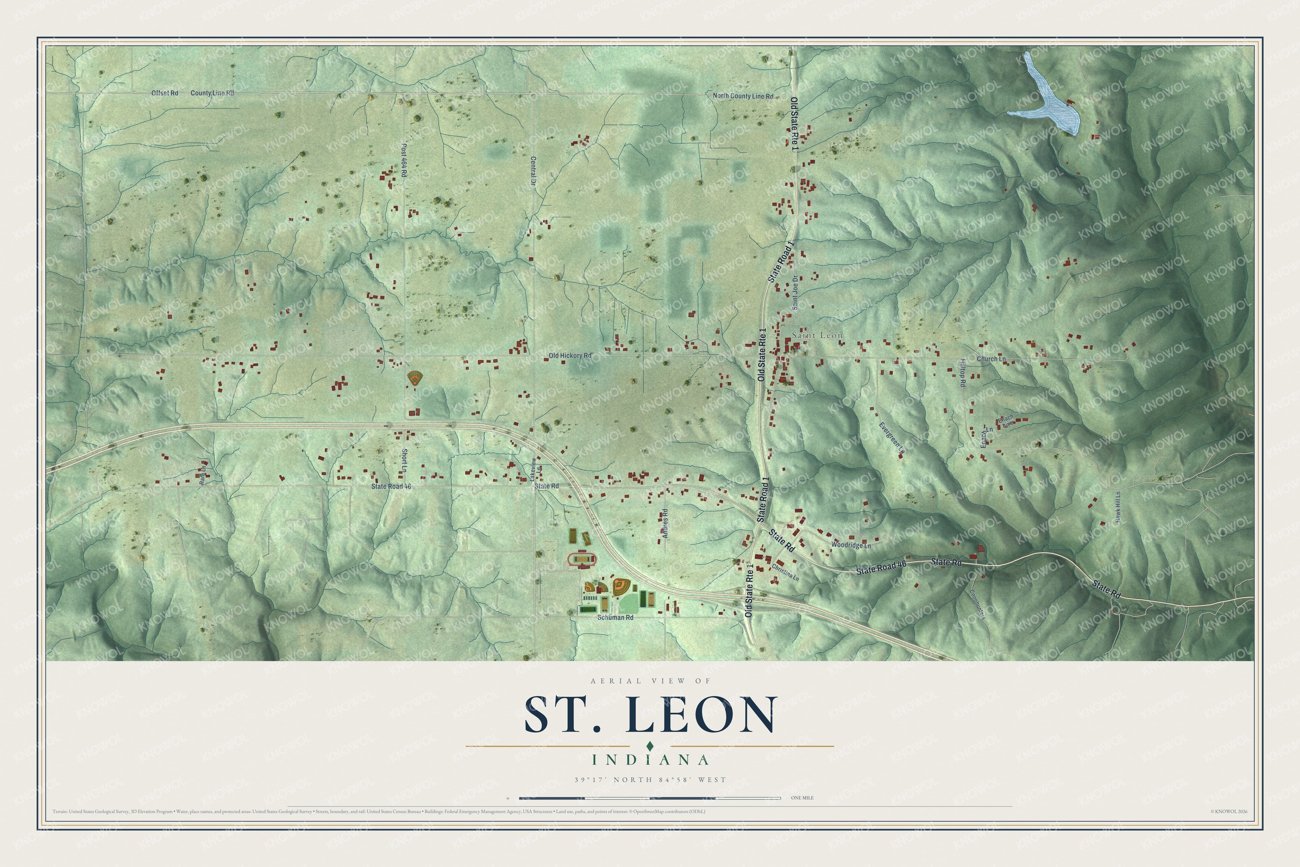 Watermarked full-map preview of St. Leon, Indiana