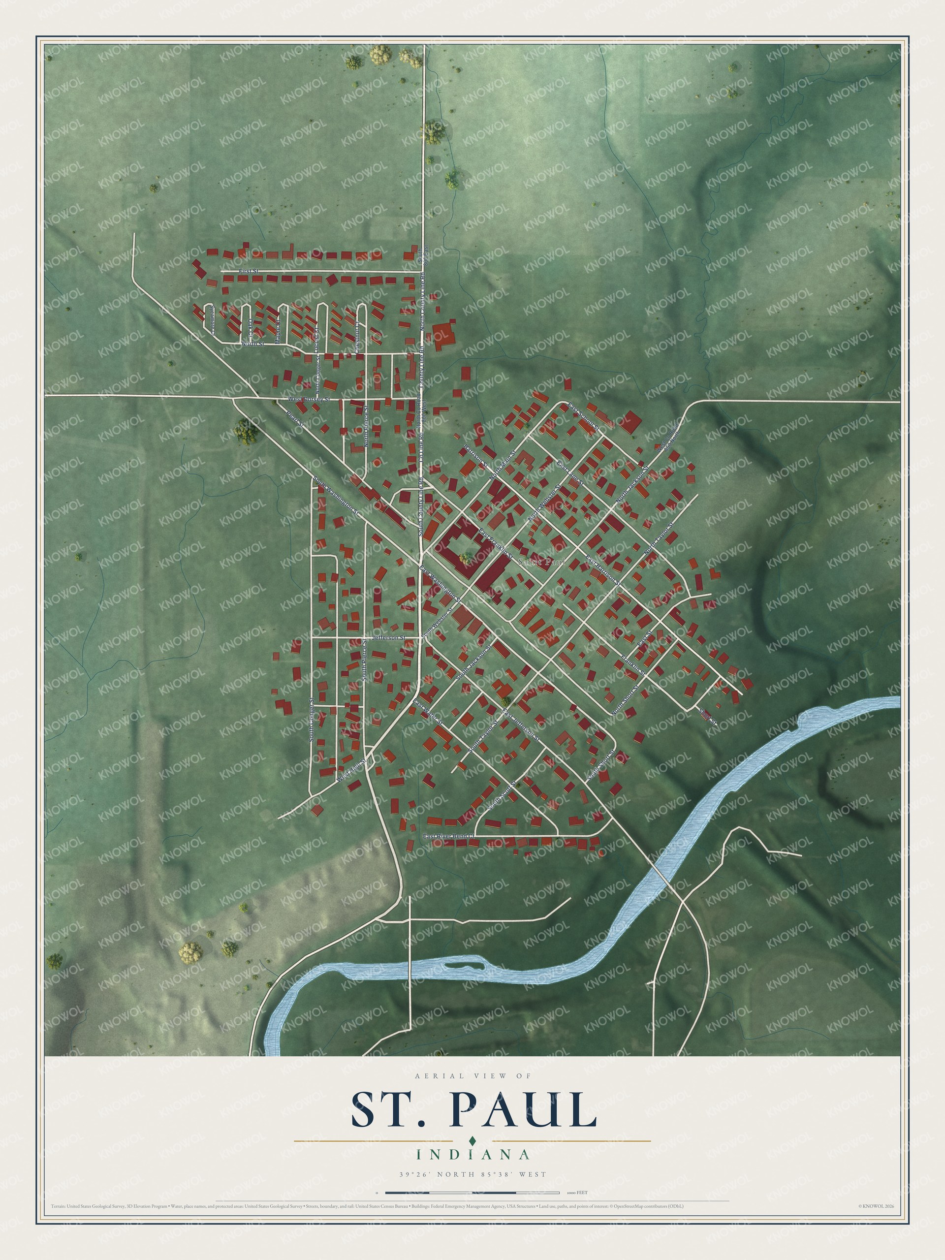 Watermarked full-map preview of St. Paul, Indiana