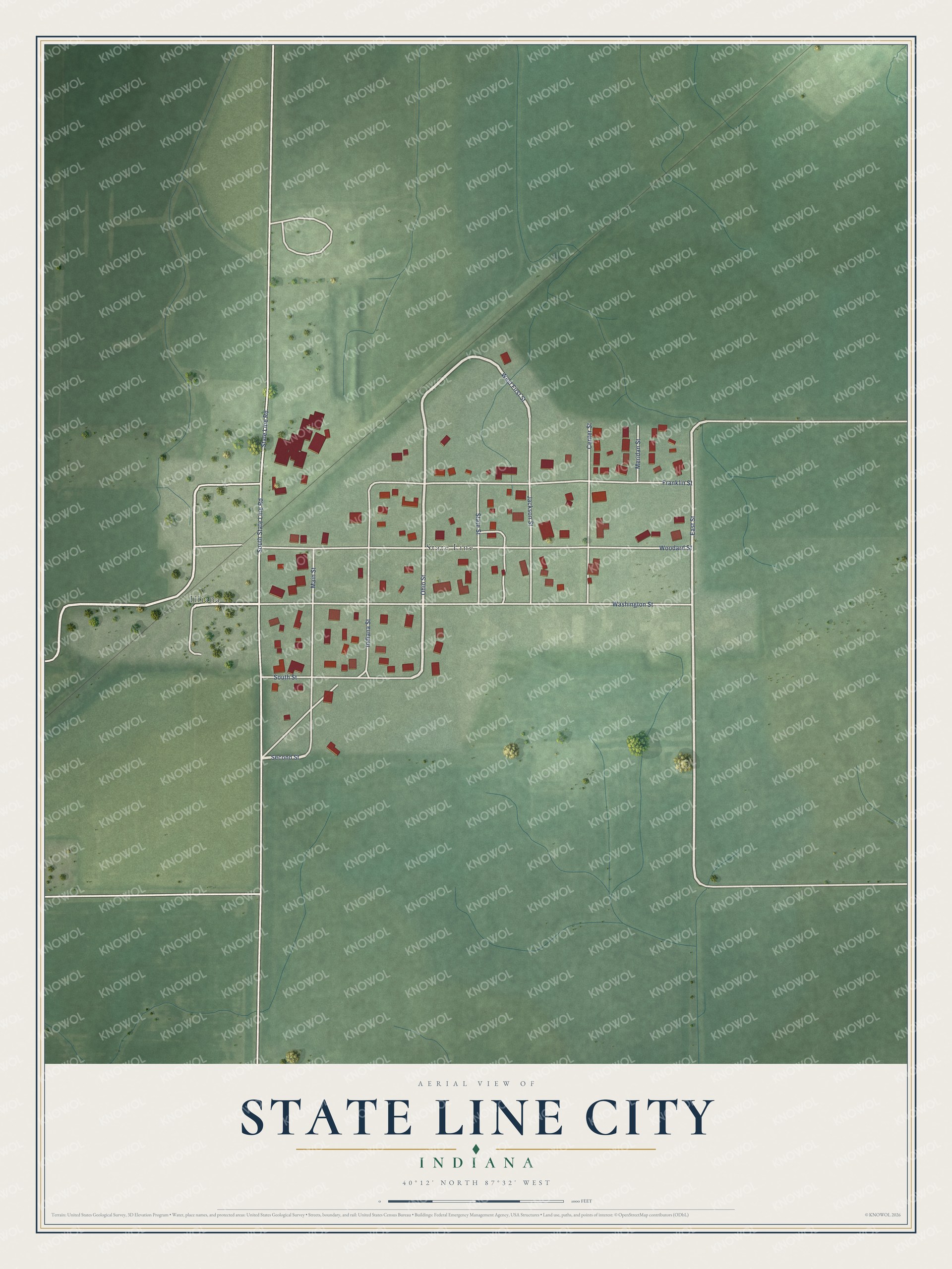 Watermarked full-map preview of State Line City, Indiana