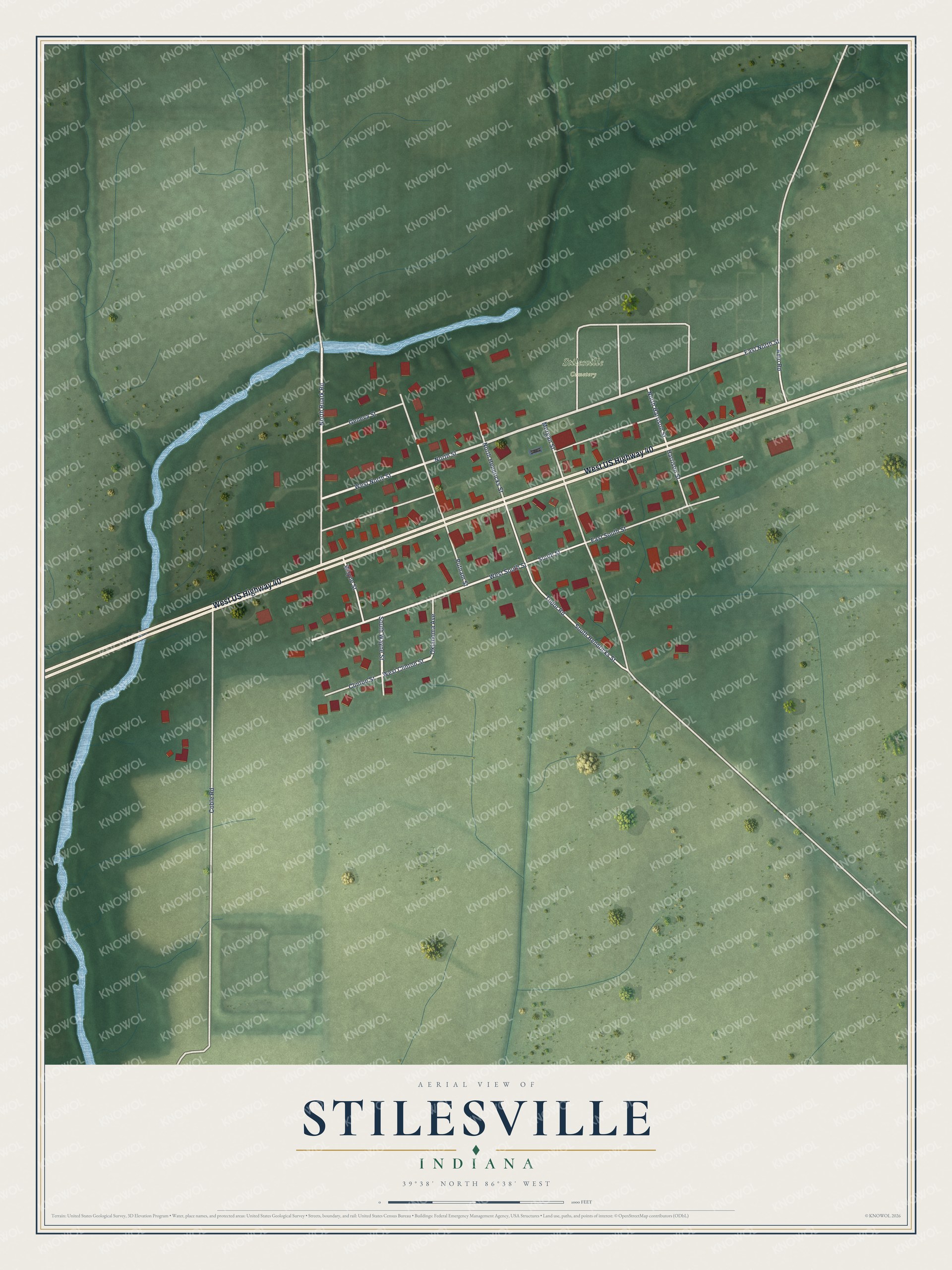 Watermarked full-map preview of Stilesville, Indiana