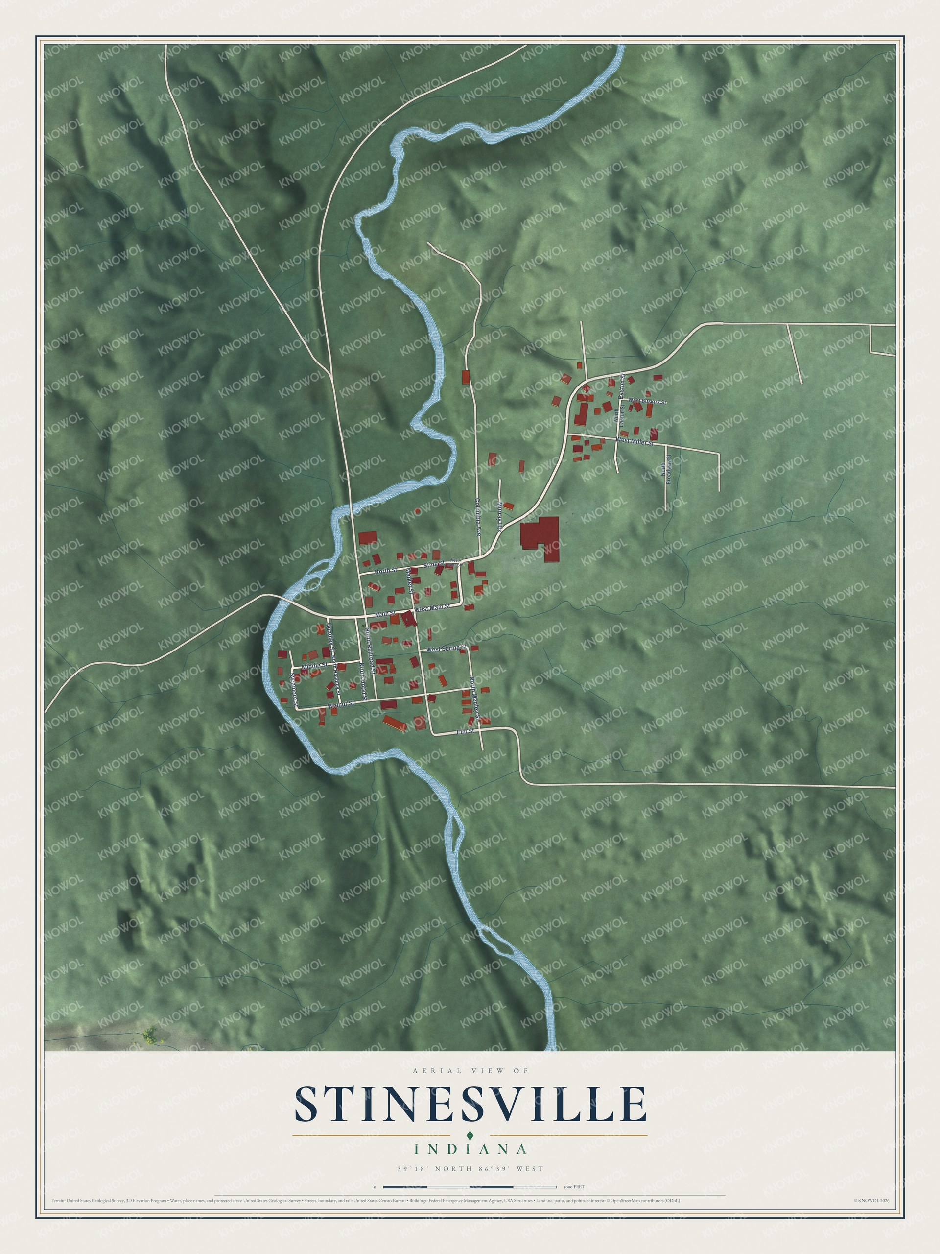 Watermarked full-map preview of Stinesville, Indiana