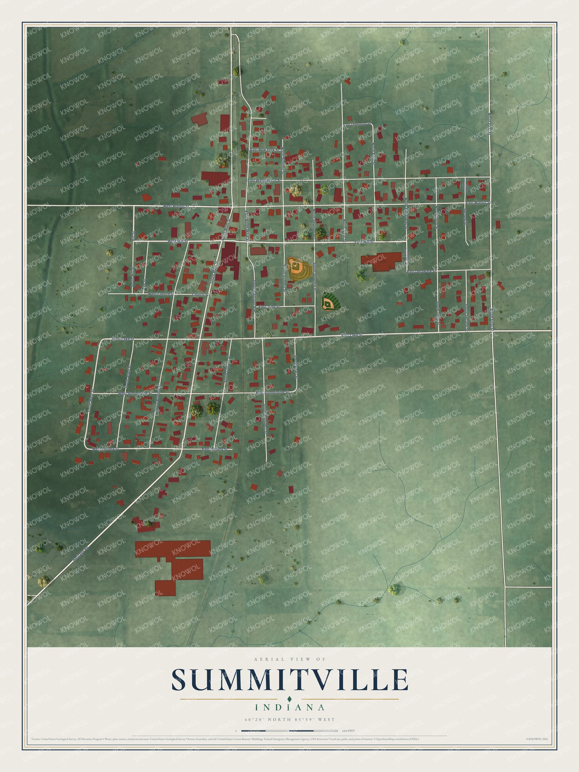 Watermarked full-map preview of Summitville, Indiana