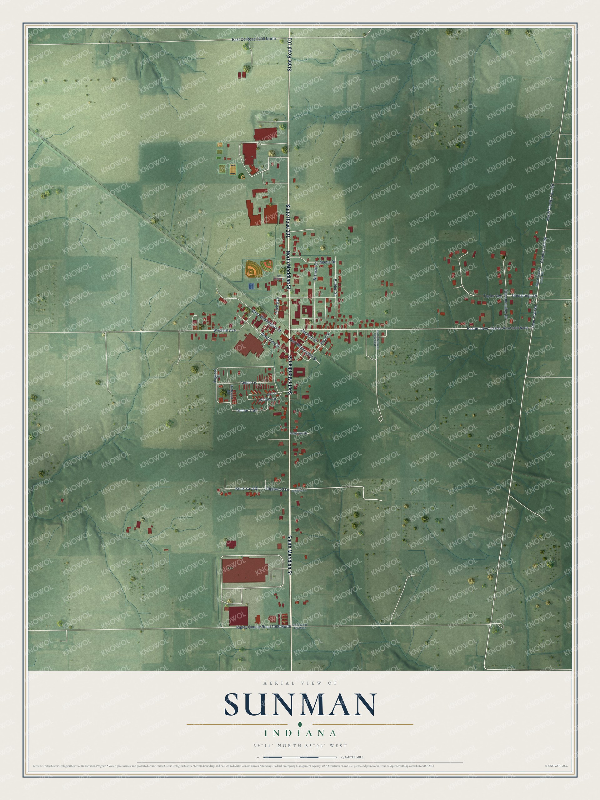 Watermarked full-map preview of Sunman, Indiana