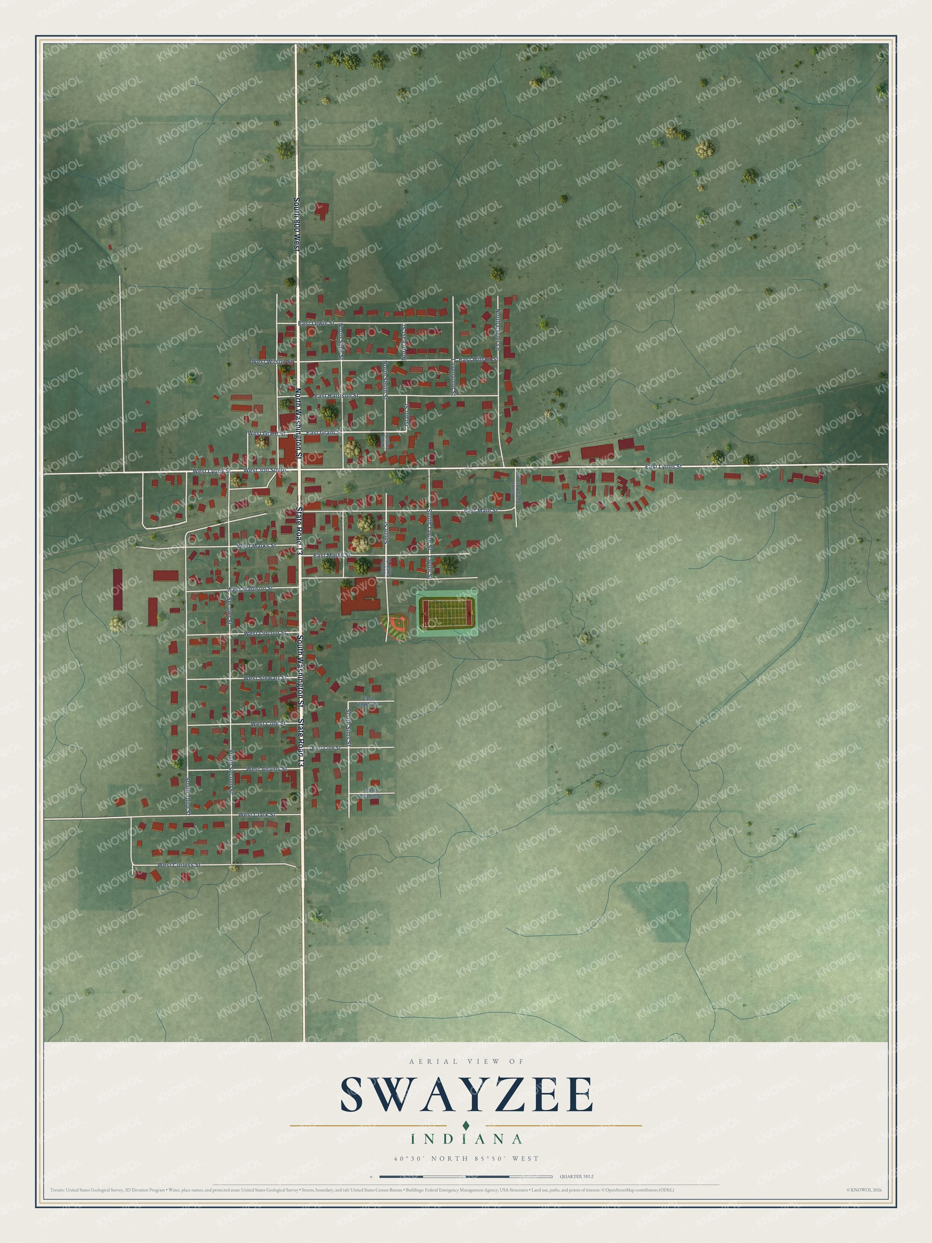 Watermarked full-map preview of Swayzee, Indiana