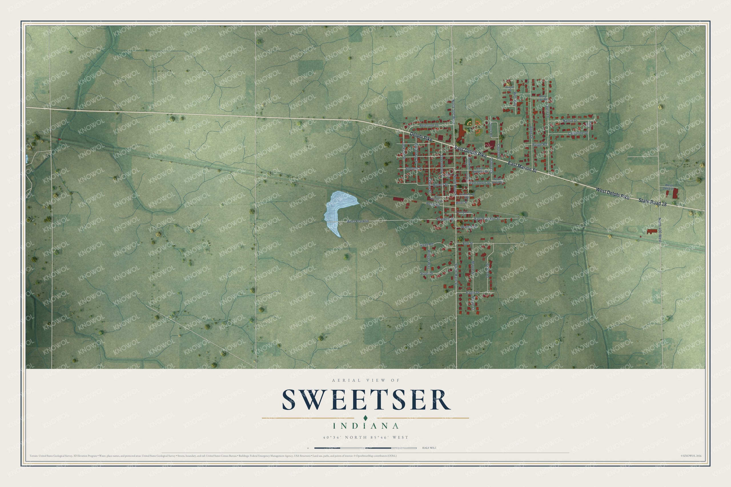 Watermarked full-map preview of Sweetser, Indiana