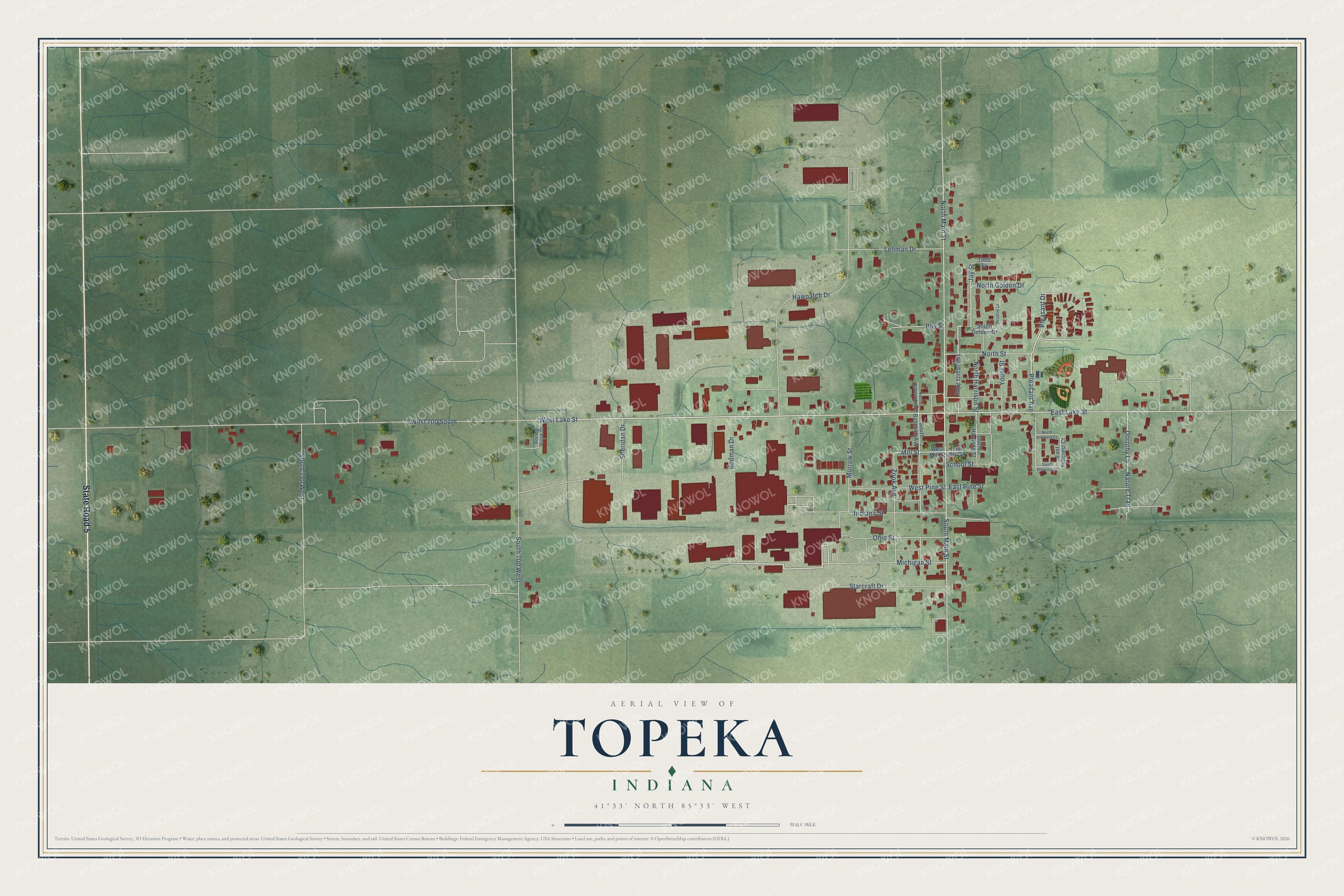 Watermarked full-map preview of Topeka, Indiana