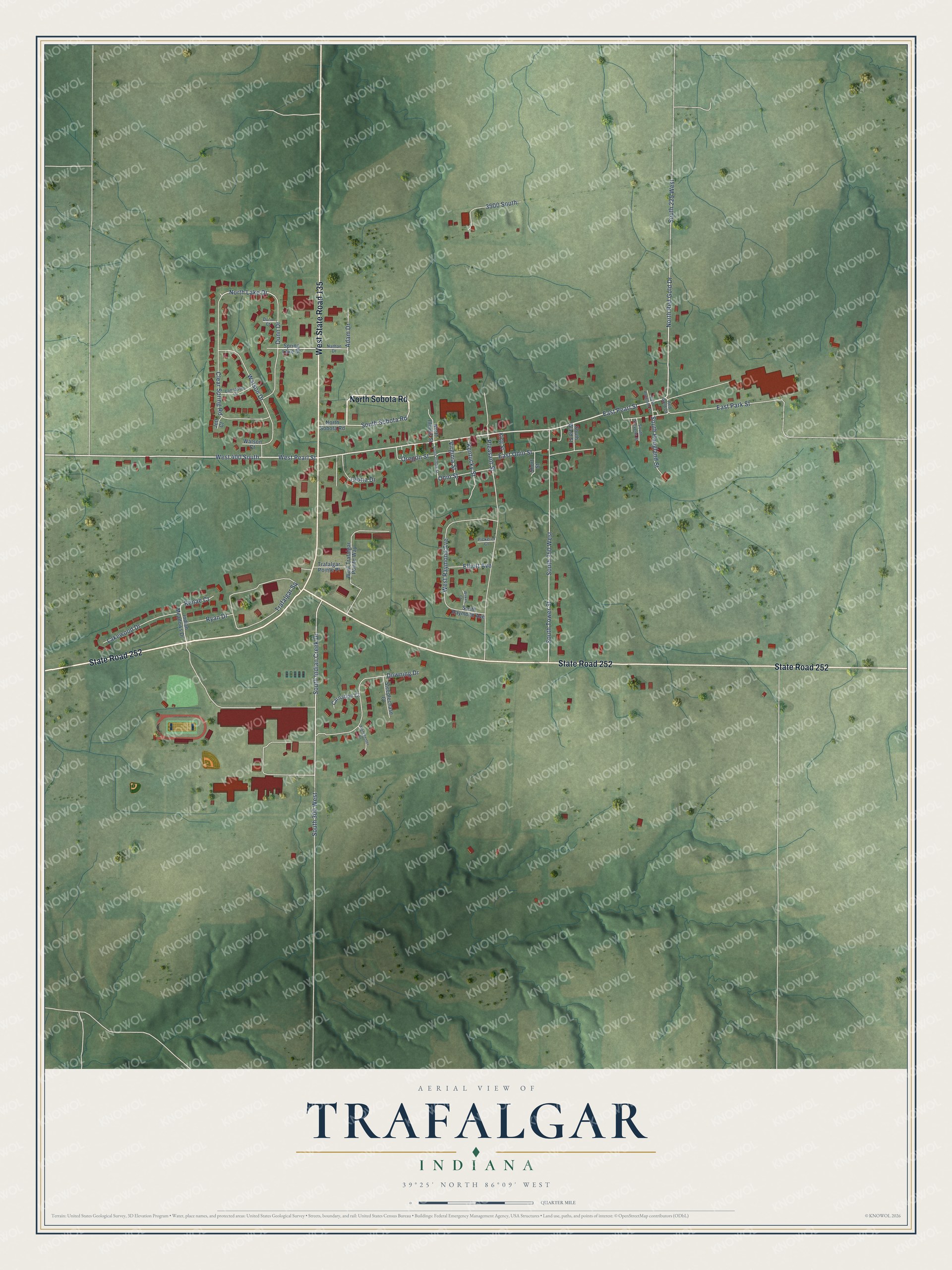 Watermarked full-map preview of Trafalgar, Indiana